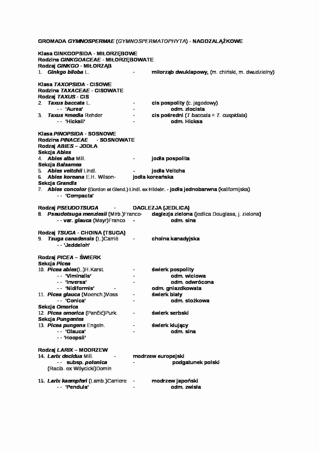Gromada gymnospermae - wykład - strona 1