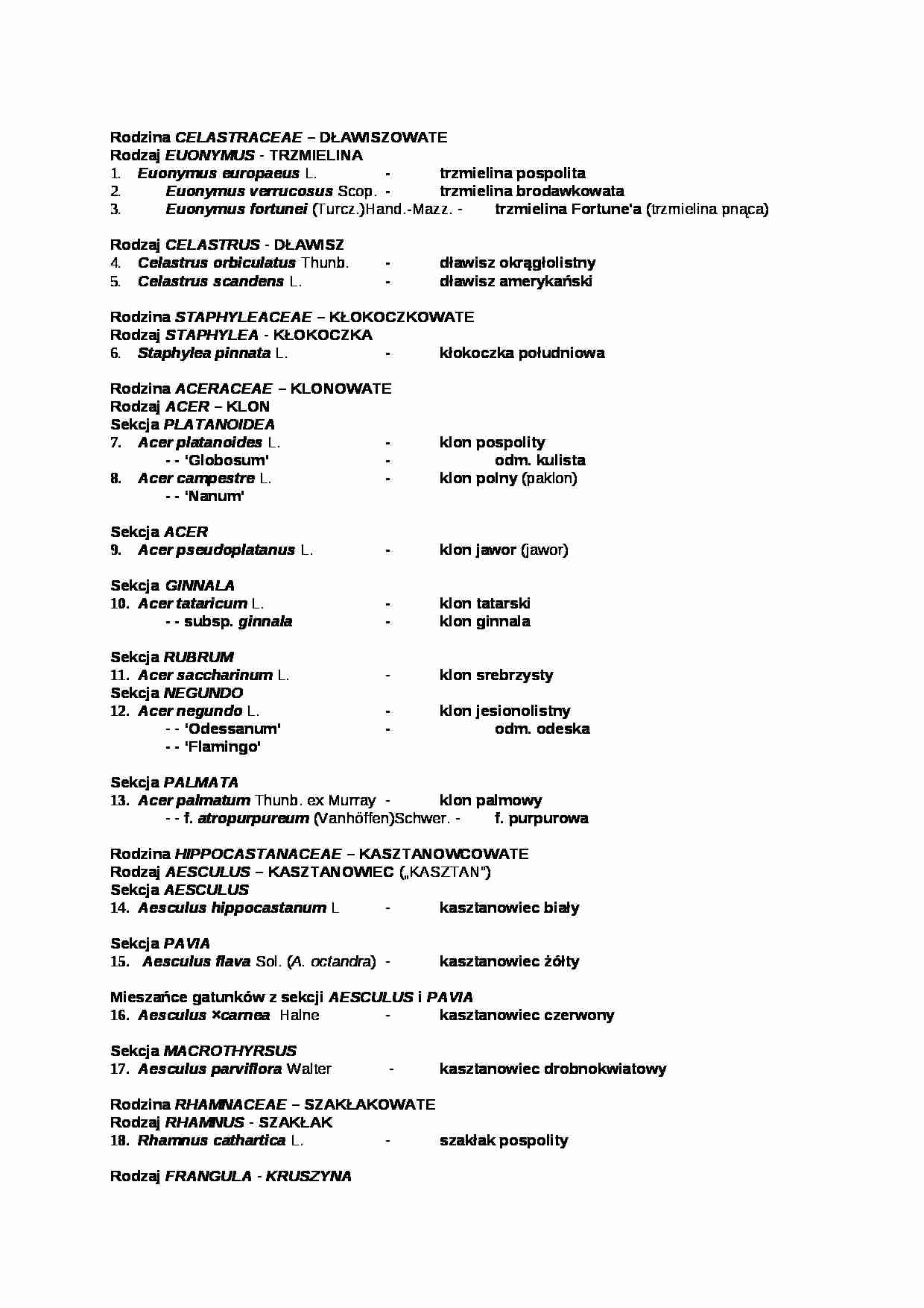 Rodzina celastraceae - wykład - strona 1
