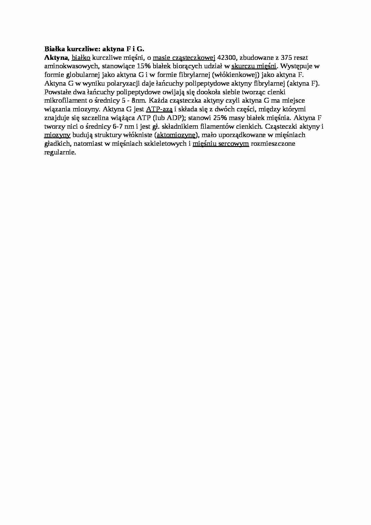 Opracowanie - białka kurczliwe, sem I-IV - strona 1