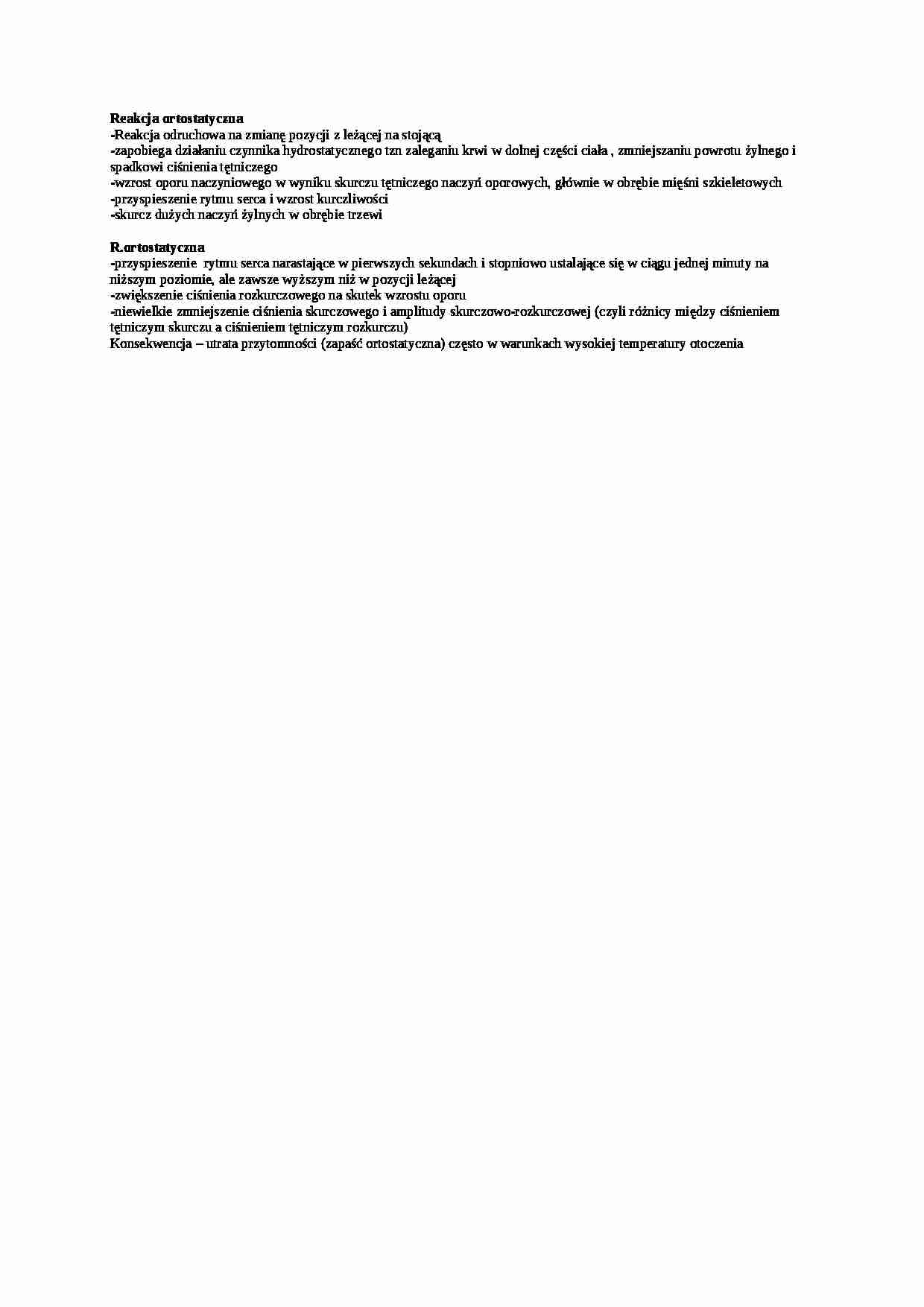 Opracowanie - reakcja ortostatyczna, sem IV - strona 1