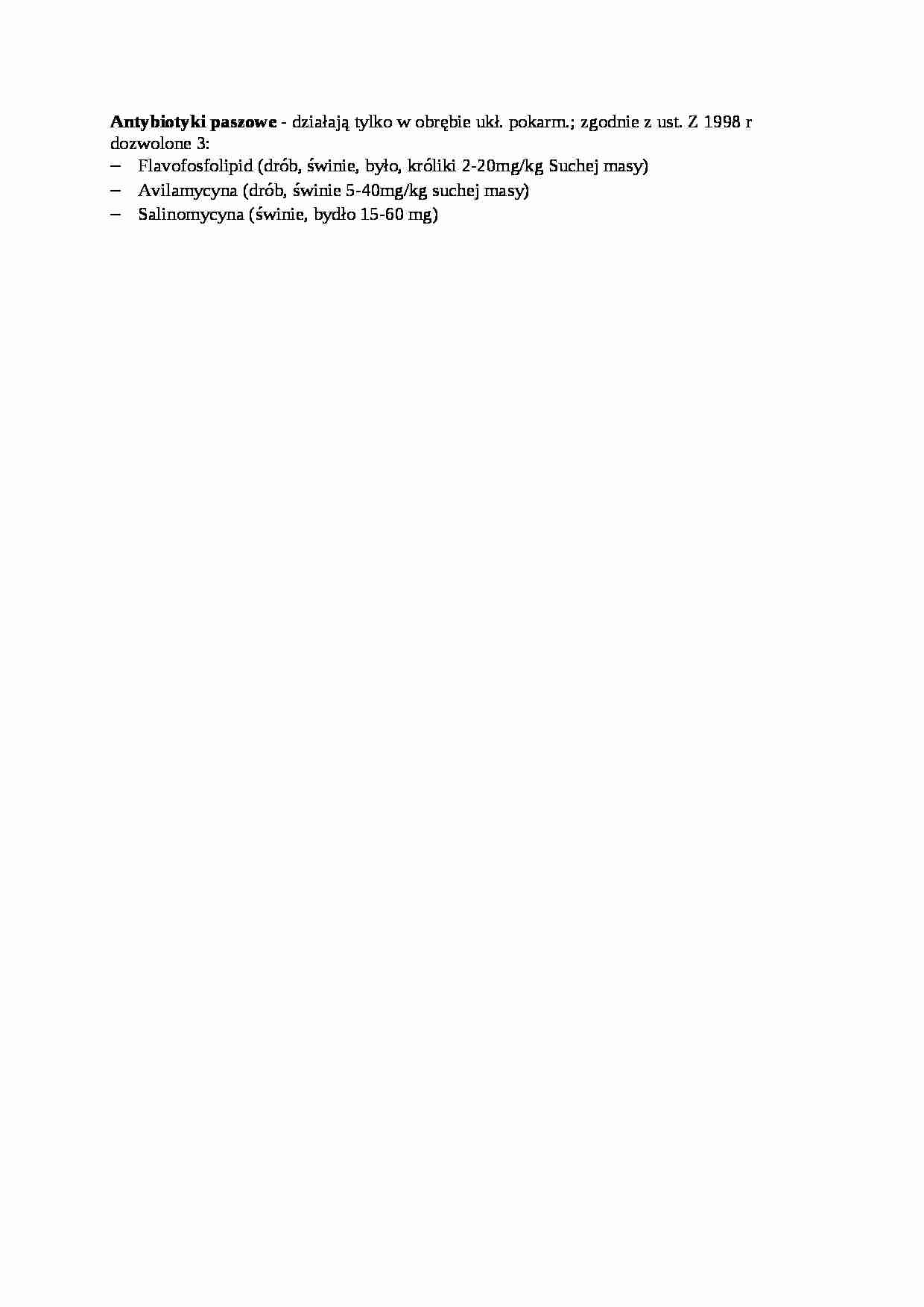 Opracowanie - trawienie poligastryczne- antybiotyki paszowe, sem IV - strona 1