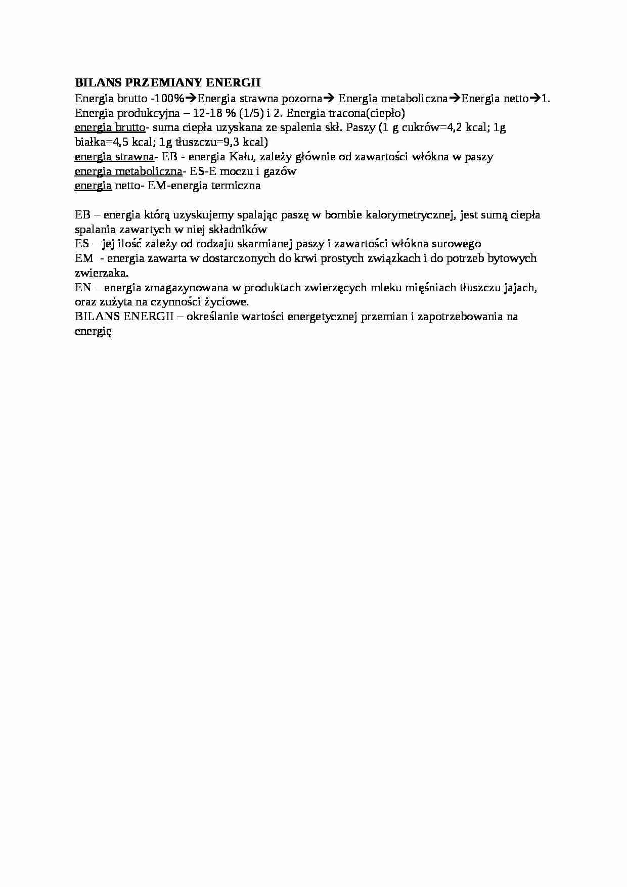 Trawienie poligastryczne- bilans przemiany energii - wykład, sem IV - strona 1