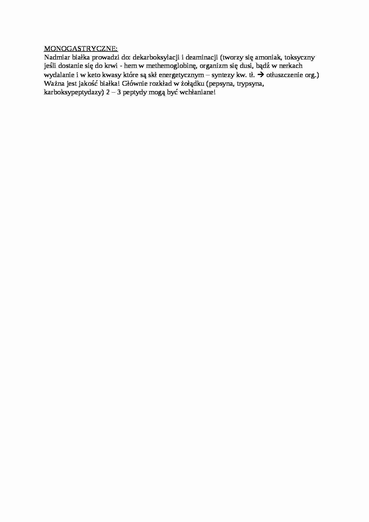 Trawienie poligastryczne- monogastryczne - opracowanie, sem IV - strona 1