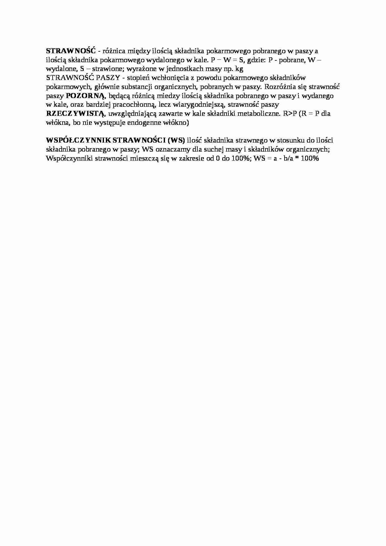 Trawienie poligastryczne- strawność - opracowanie, sem IV - strona 1