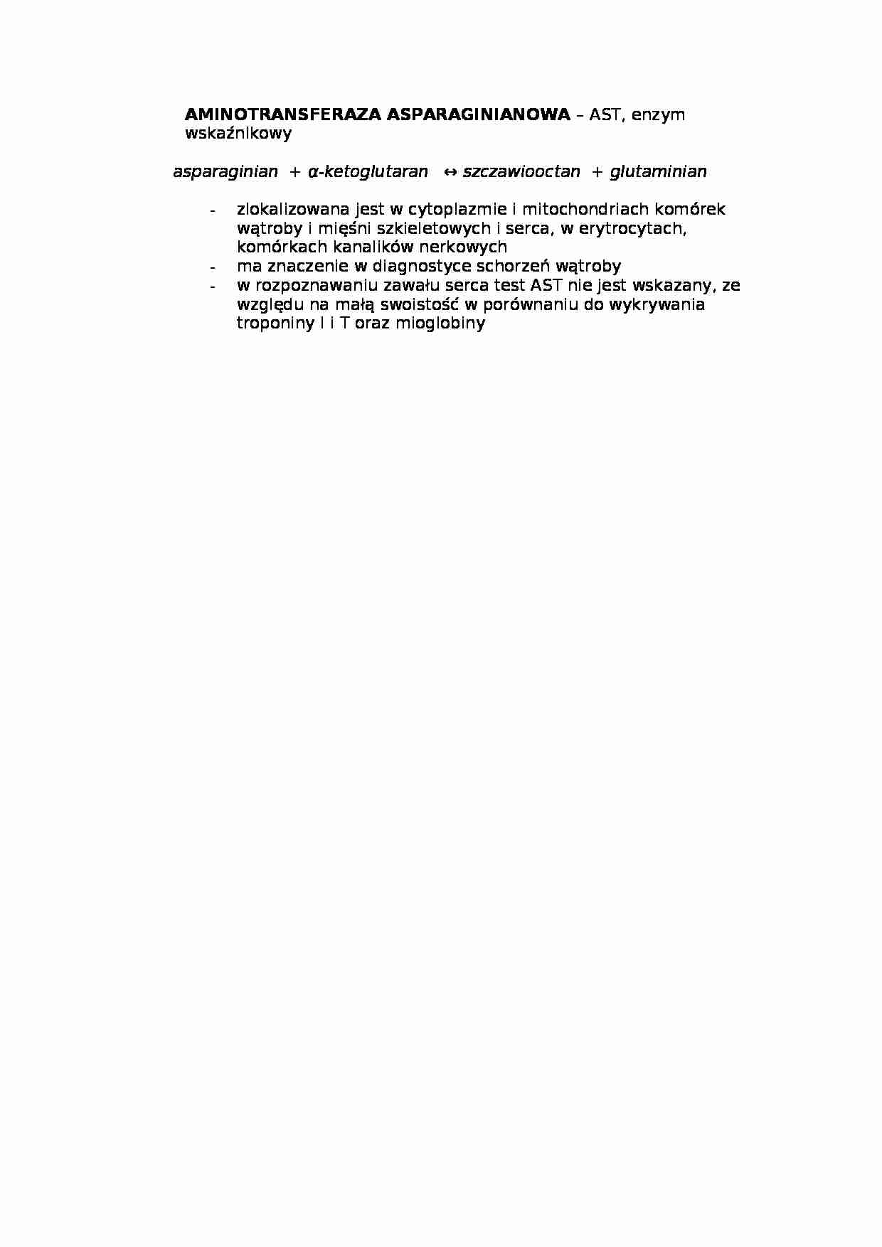 Wykład - aminotransferaza asparginianowa - strona 1