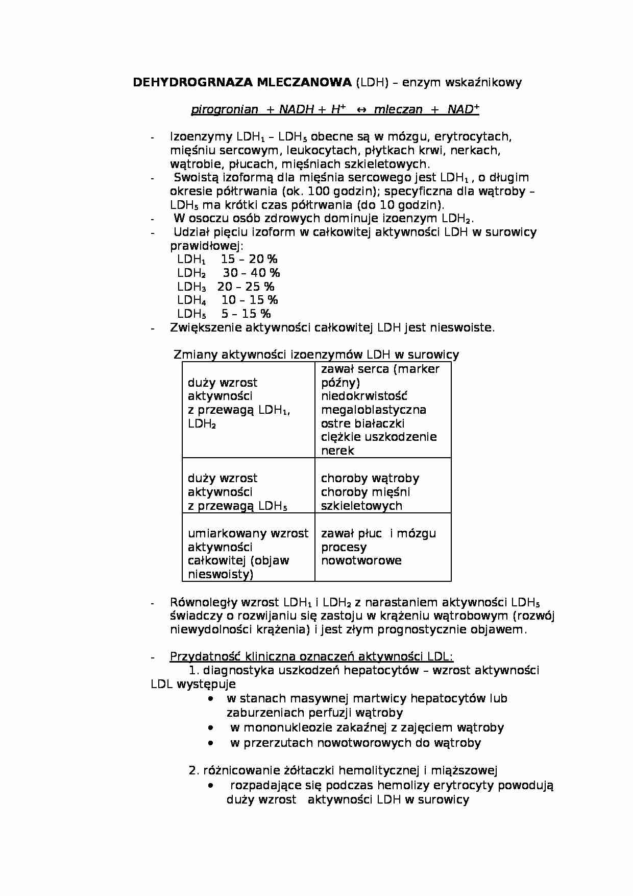 Wykład - dehydrogenaza mleczanowa - strona 1