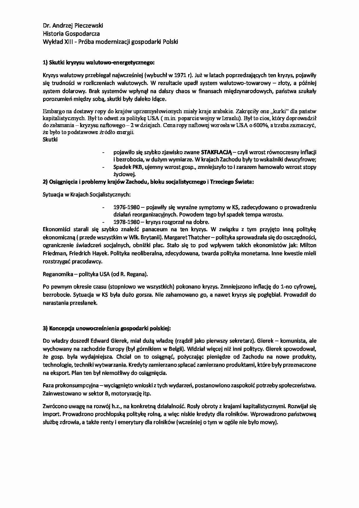 Próba modernizacji gospodarki Polski-opracowanie - strona 1