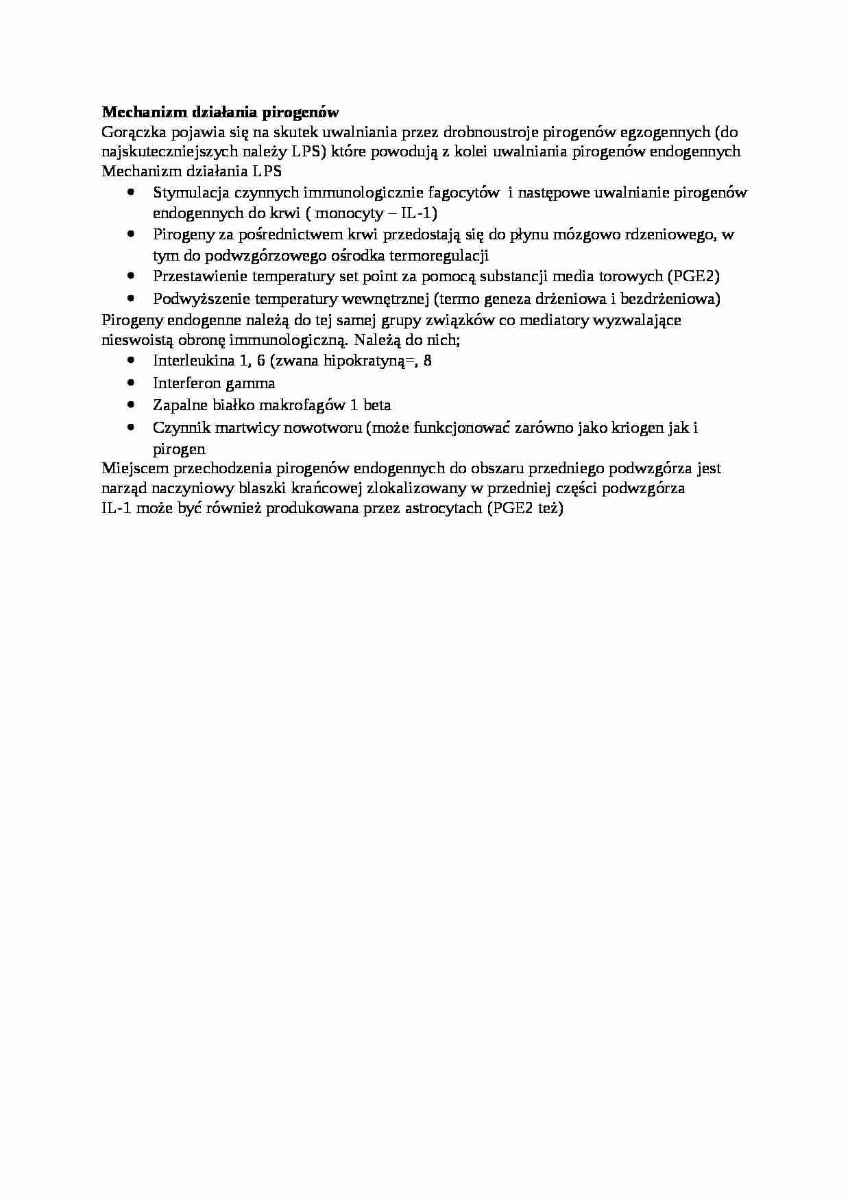 Mechanizmy działania pirogenów - omówienie, sem I-IV - strona 1