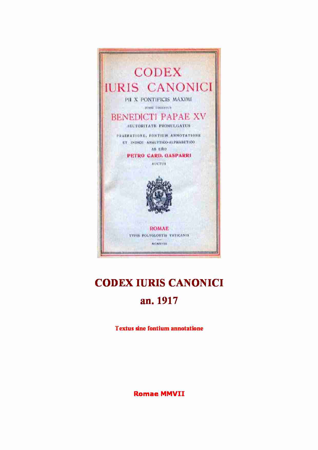 Prawo zakonne -  CODEX IURIS CANONICI - strona 1