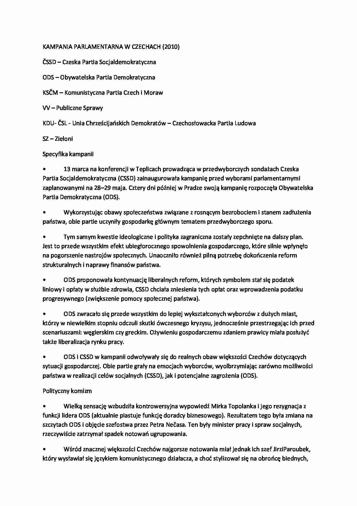 Kampania Parlamentarna Czech - wykład - strona 1