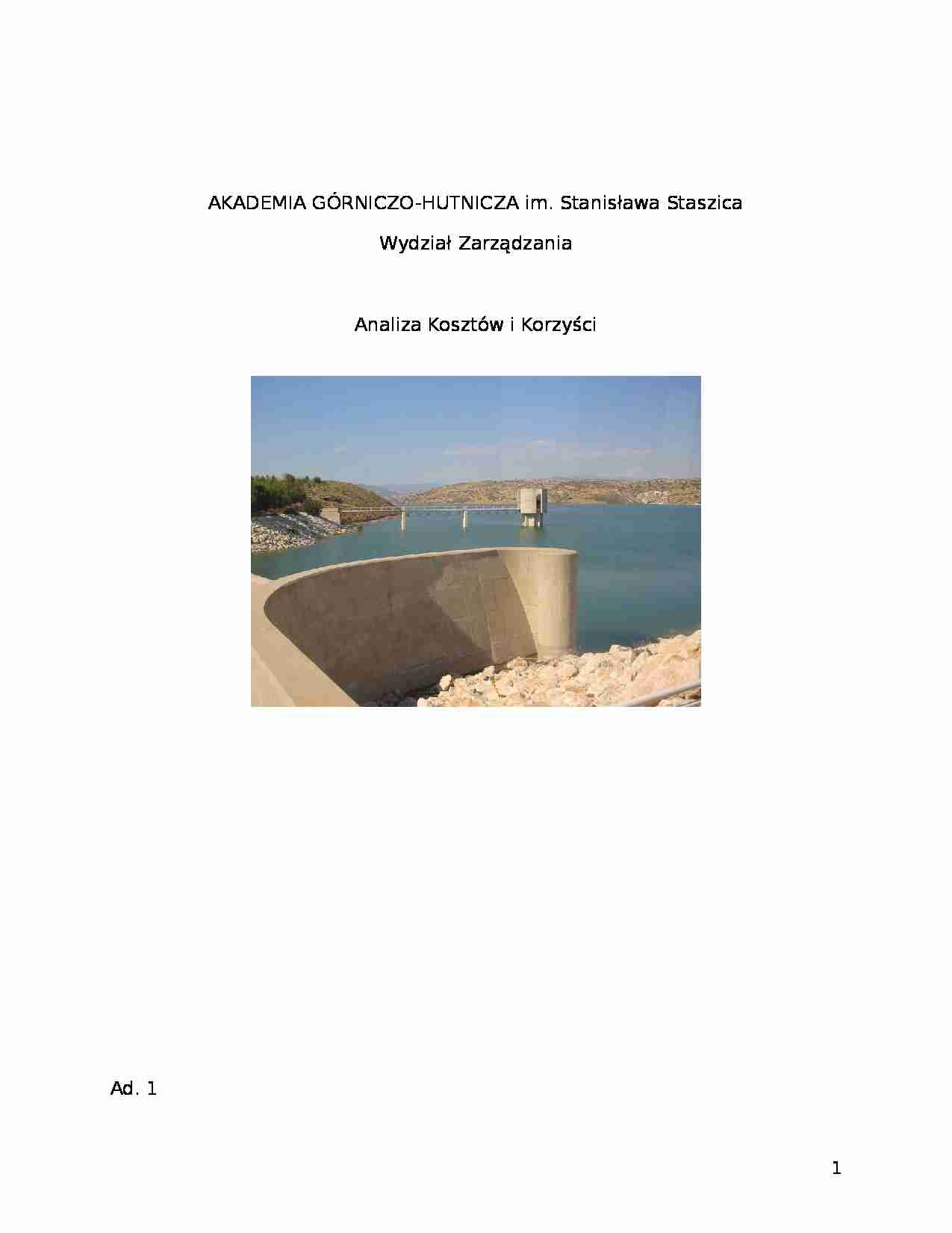 Ekologia - Analiza Kosztów i Korzyści projektu przeciwpowodziowego - strona 1