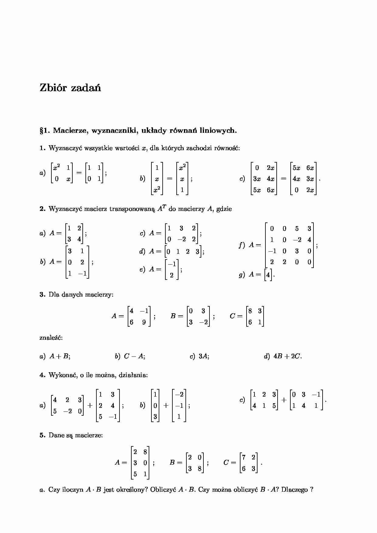 \Macierze, wyznaczniki, układy równan liniowyc - omówienie - strona 1