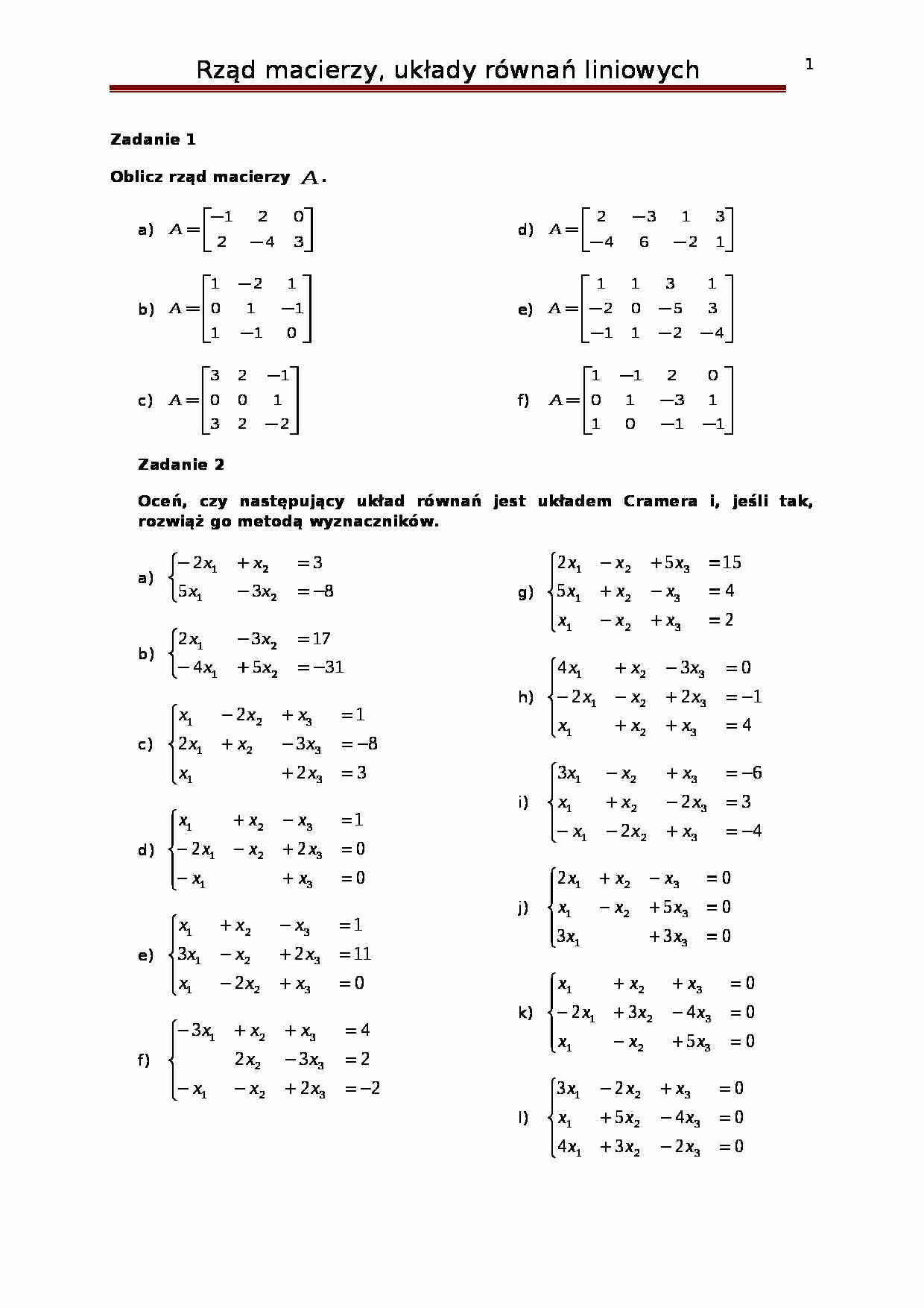 Matematyka - zadania - strona 1