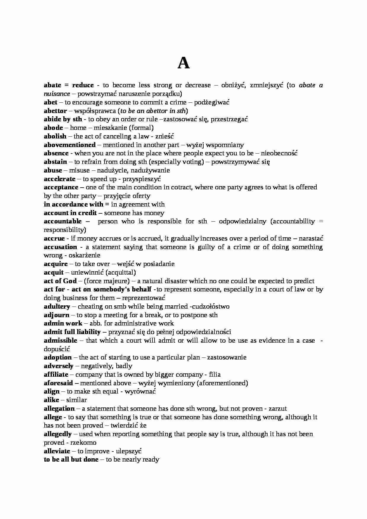 Język angielski - wykład ze słówek - strona 1