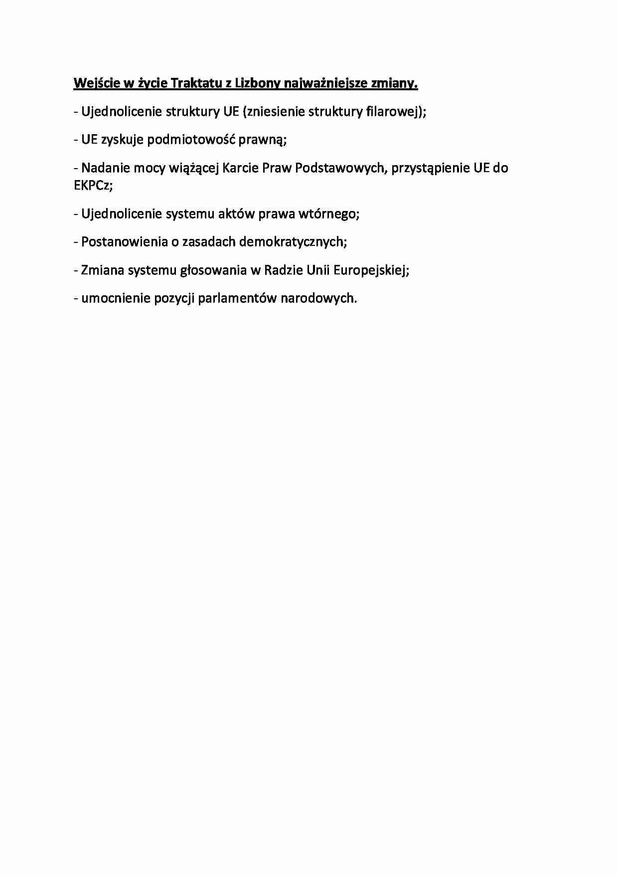 Wejście w życie Traktatu z Lizbony najważniejsze zmiany - wykład - strona 1