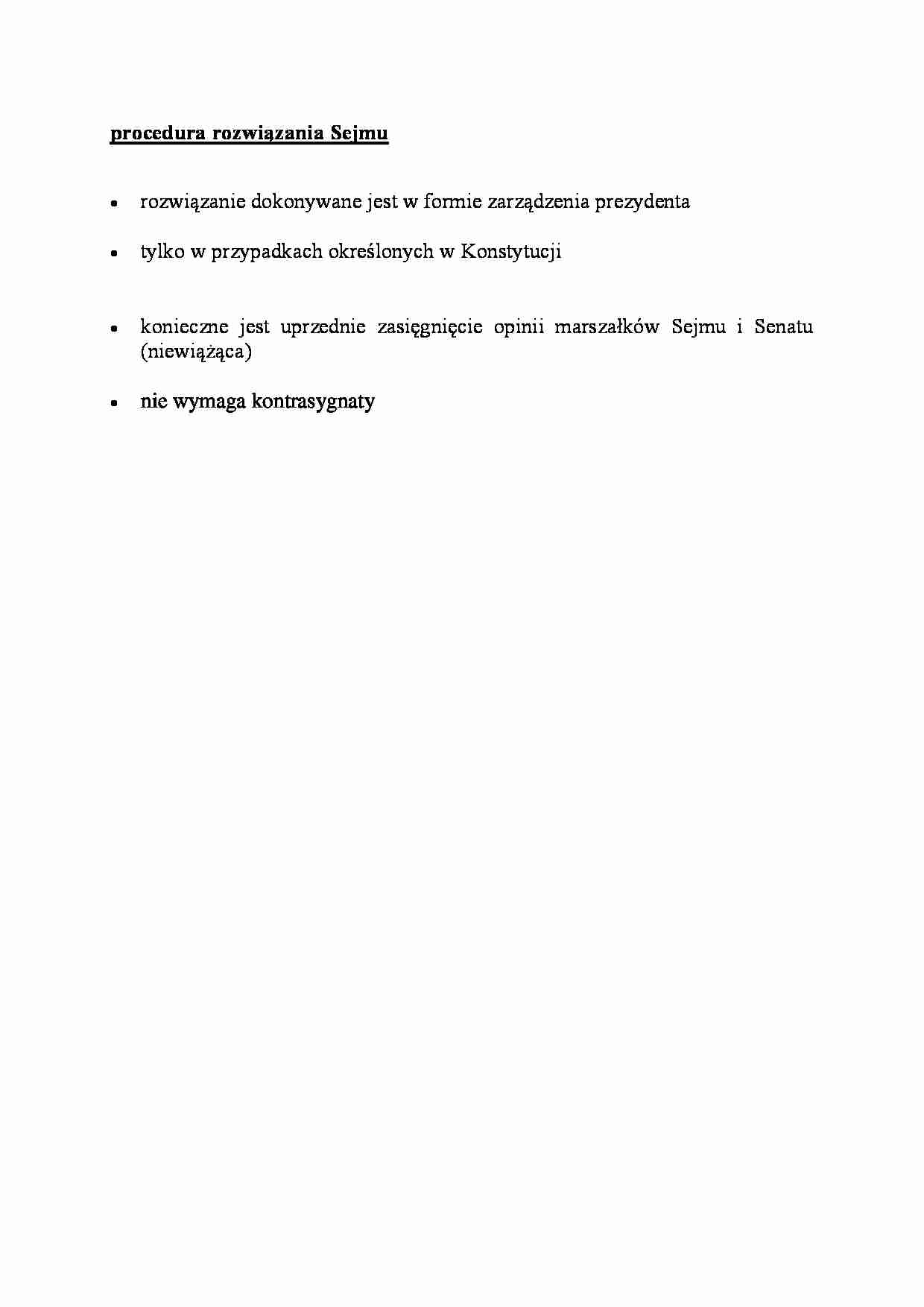 procedura rozwiązania Sejmu - omówienie - strona 1