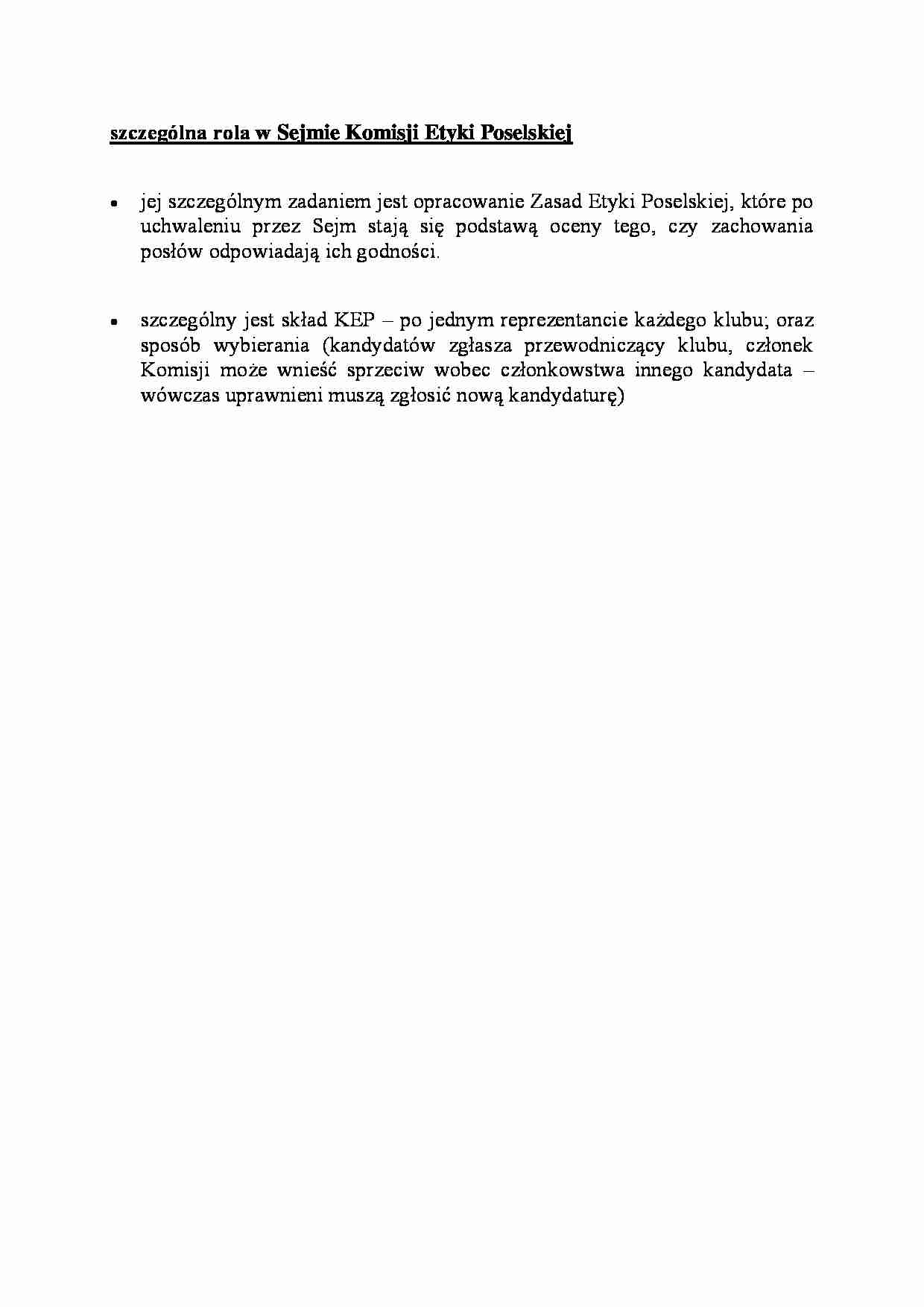 szczególna rola w Sejmie Komisji Etyki Poselskiej - omówienie - strona 1