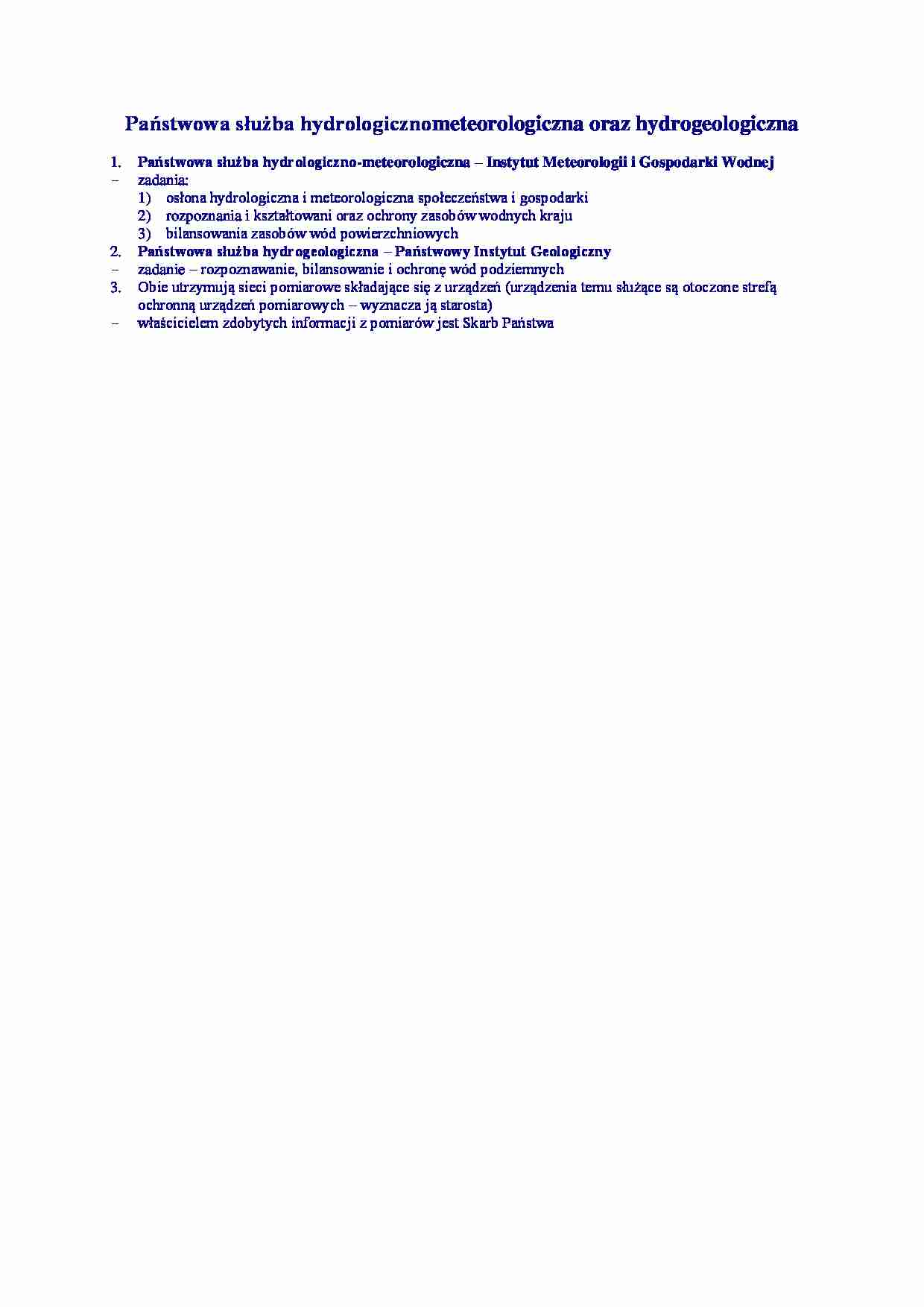Państwowa służba hydrologicznometeorologiczna - omówienie - strona 1