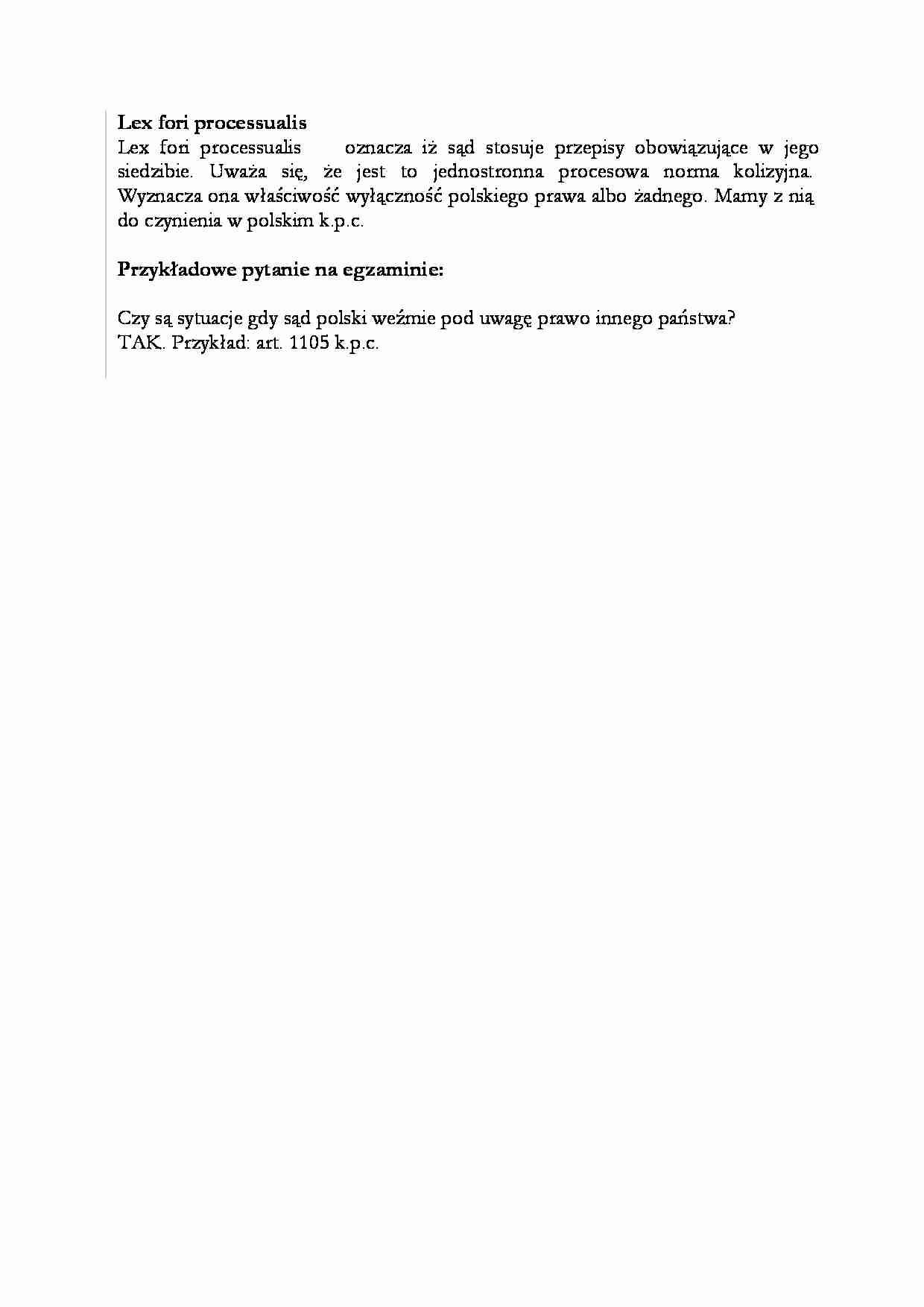 Lex fori processualis-opracowanie - strona 1
