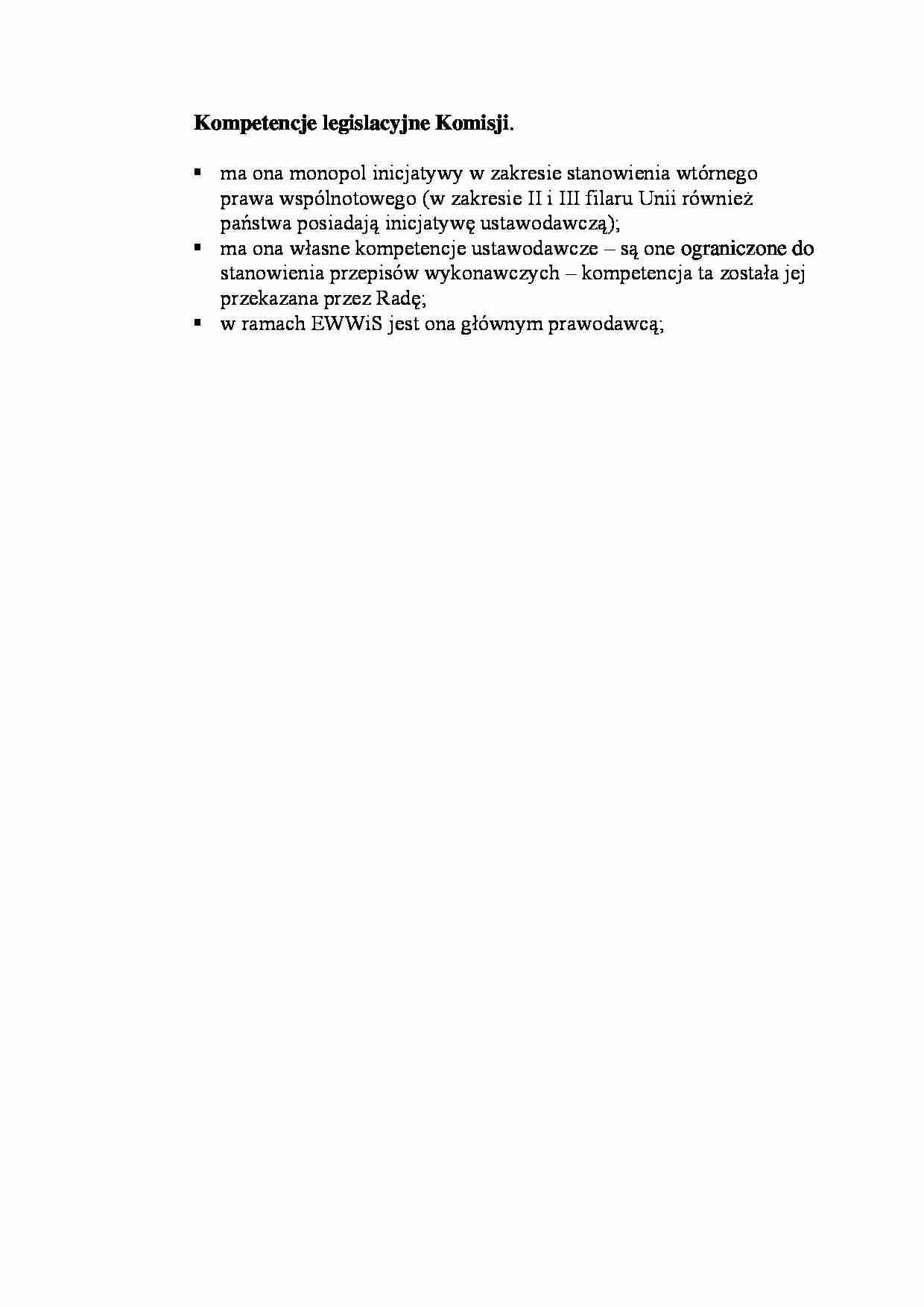 Kompetencje legislacyjne Komisji-opracowanie - strona 1