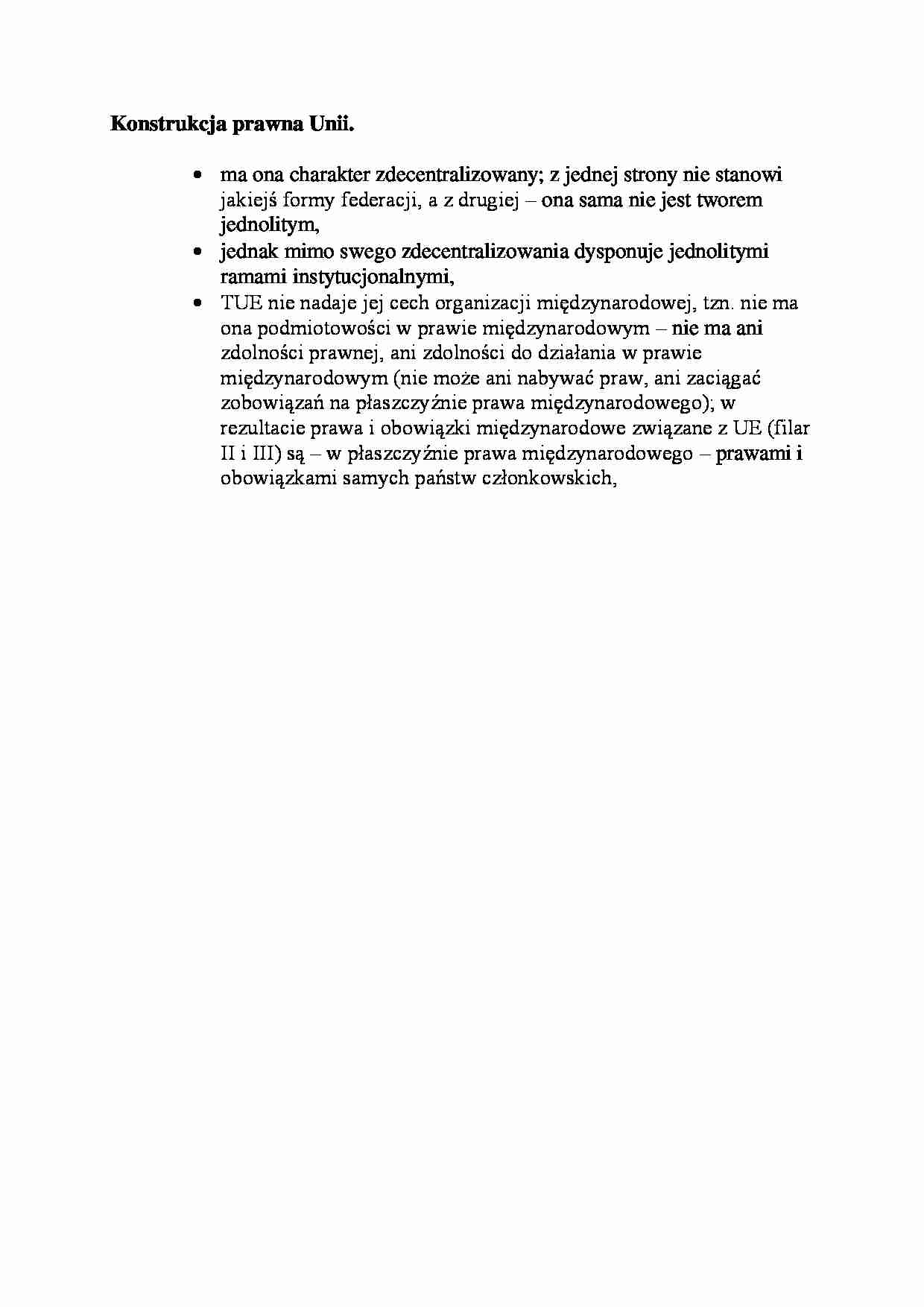 Konstrukcja prawna Unii-opracowanie - strona 1