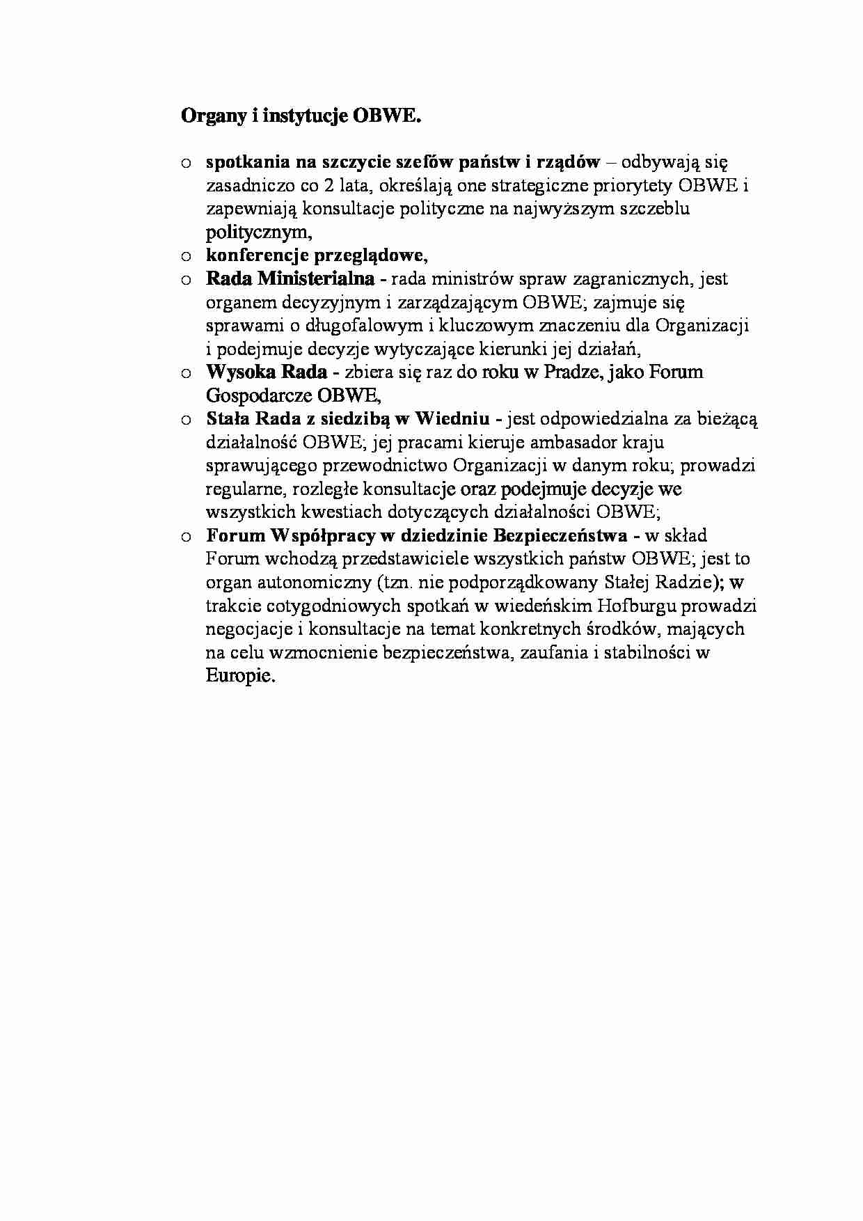 Organy i instytucje OBWE-opracowanie - strona 1