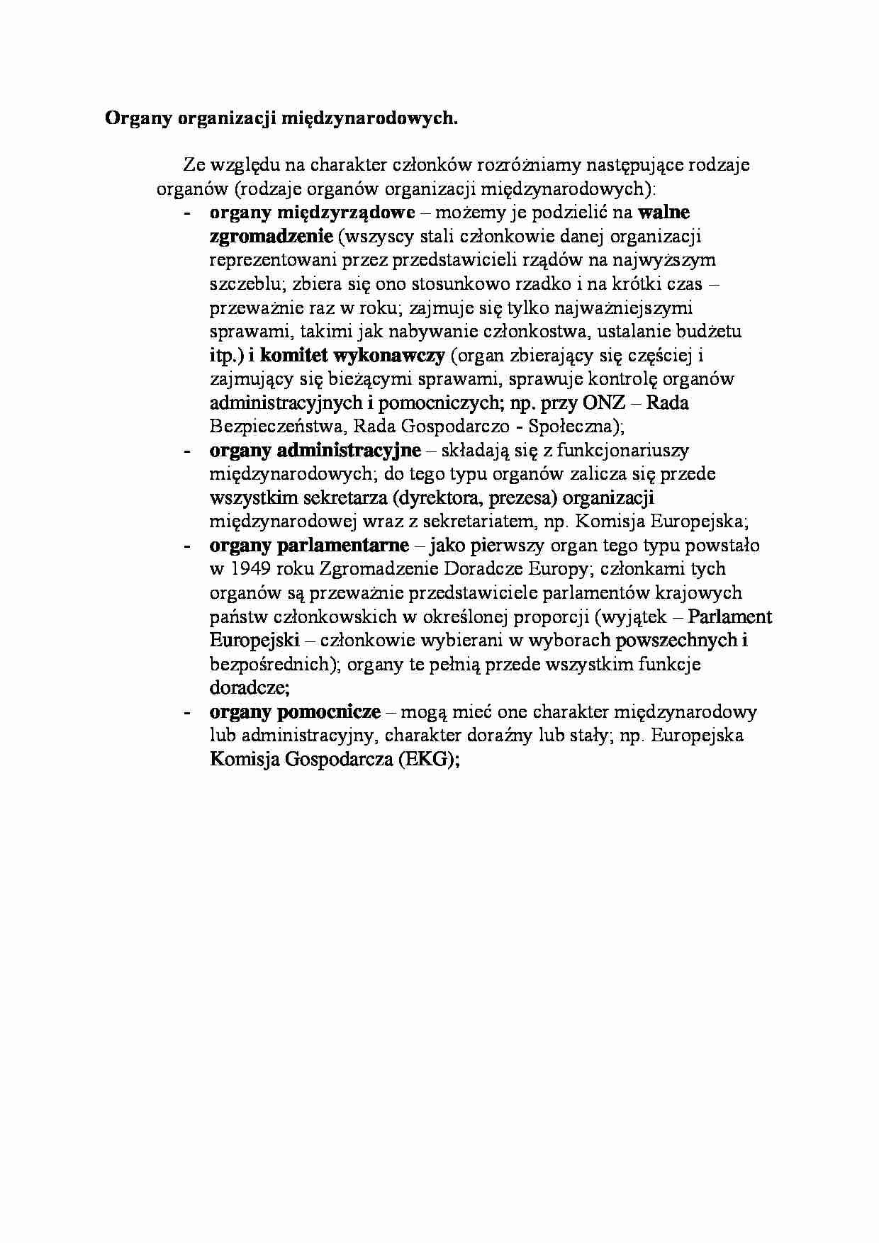 Organy organizacji międzynarodowych-opracowanie - strona 1