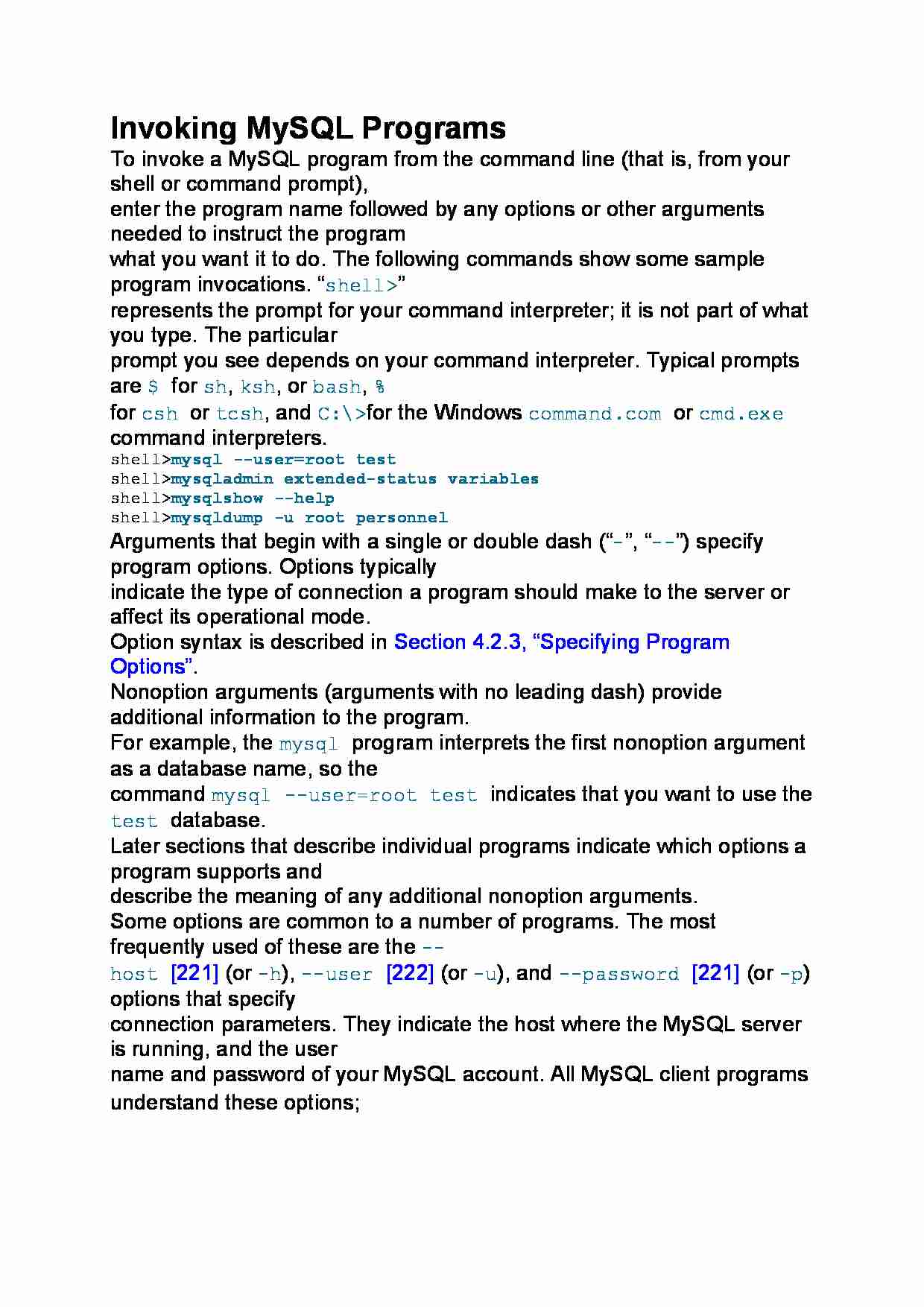 Invoking MySQL Programs - strona 1