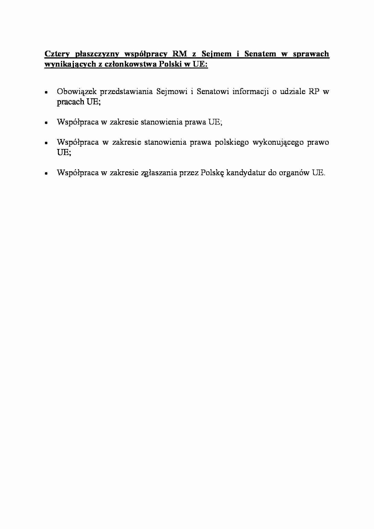Cztery płaszczyzny współpracy RM z Sejmem - strona 1