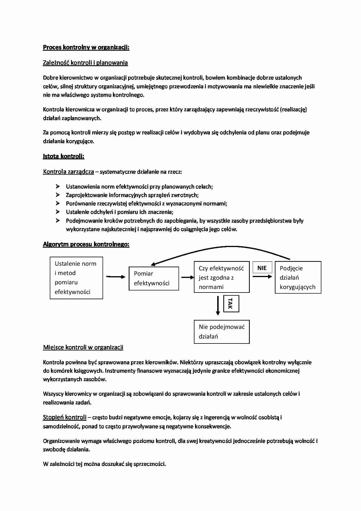 Proces kontrolny w organizacji - strona 1