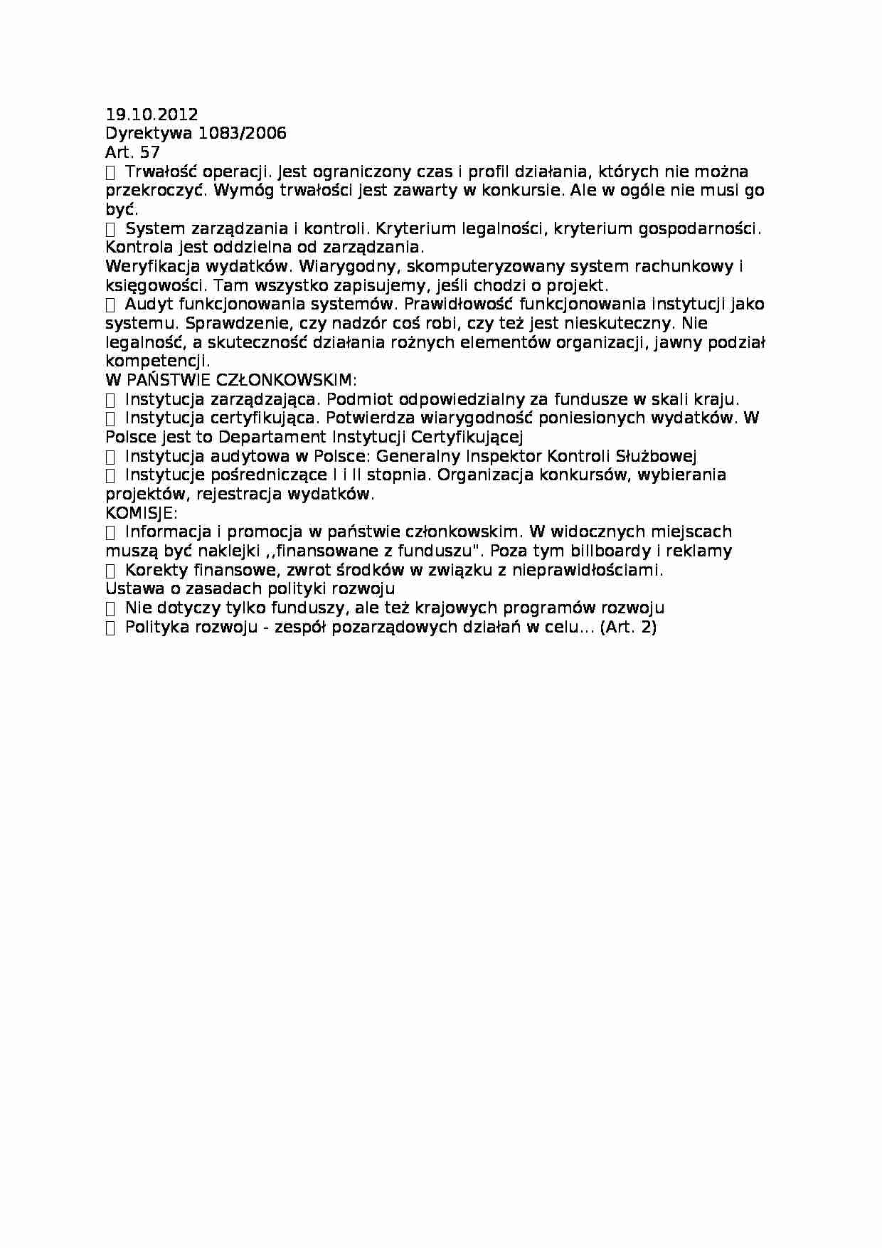 Instytucje - Dyrektywa 1083/2006 - strona 1