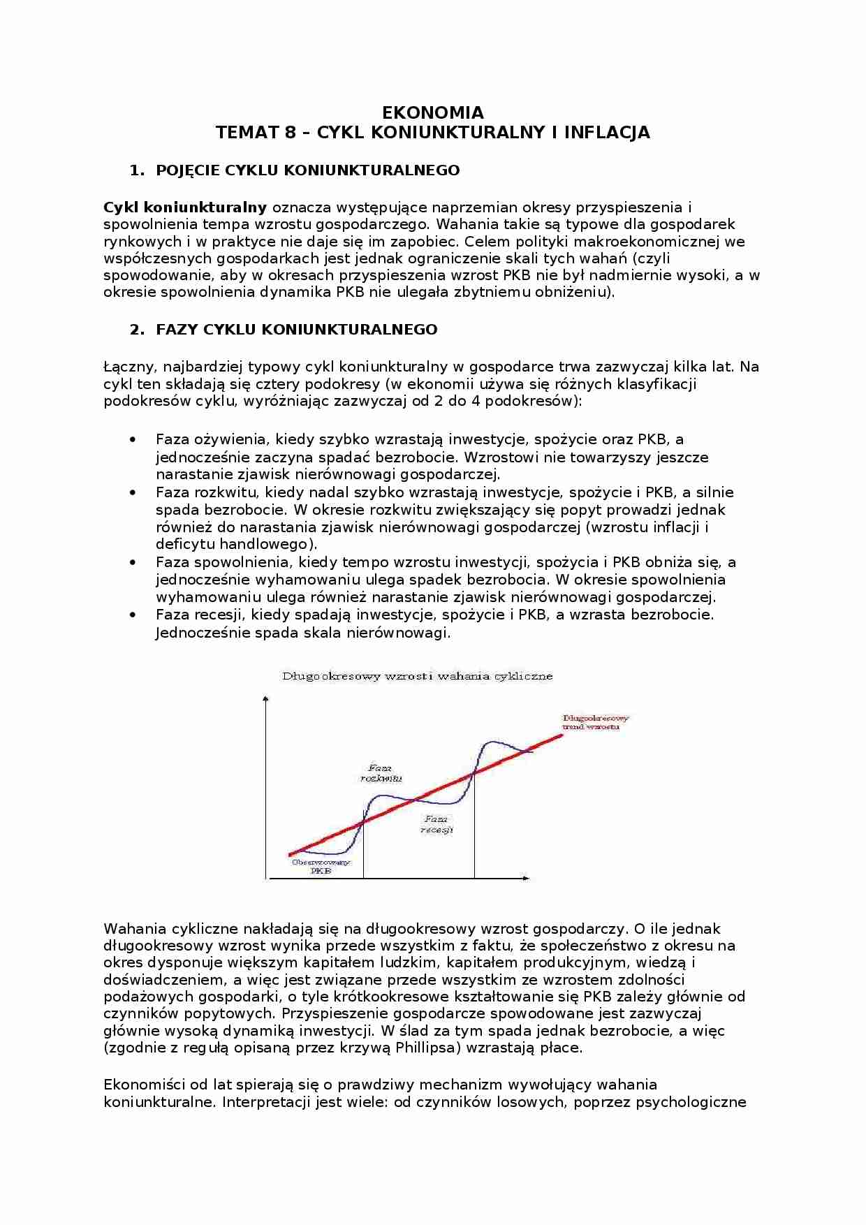 Cykl koniunkturalny i inflacja - omówienie  - strona 1