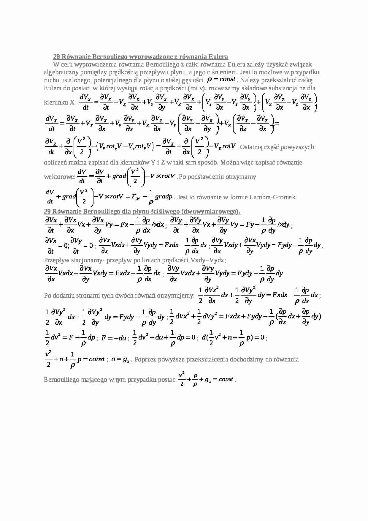 mechanika płynów - Równanie Bernouliego - strona 1