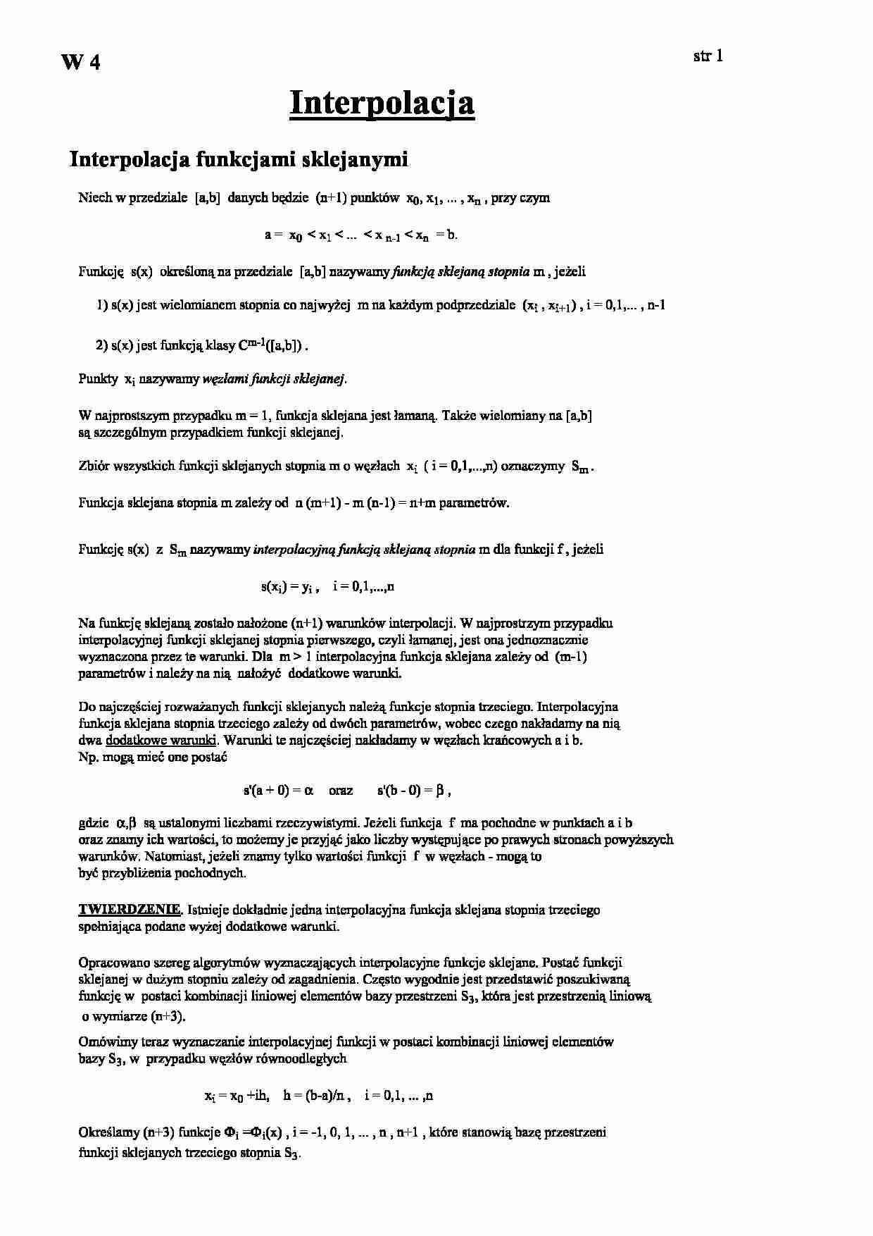 Interpolacja funkcjami sklejanymi - omówienie - strona 1