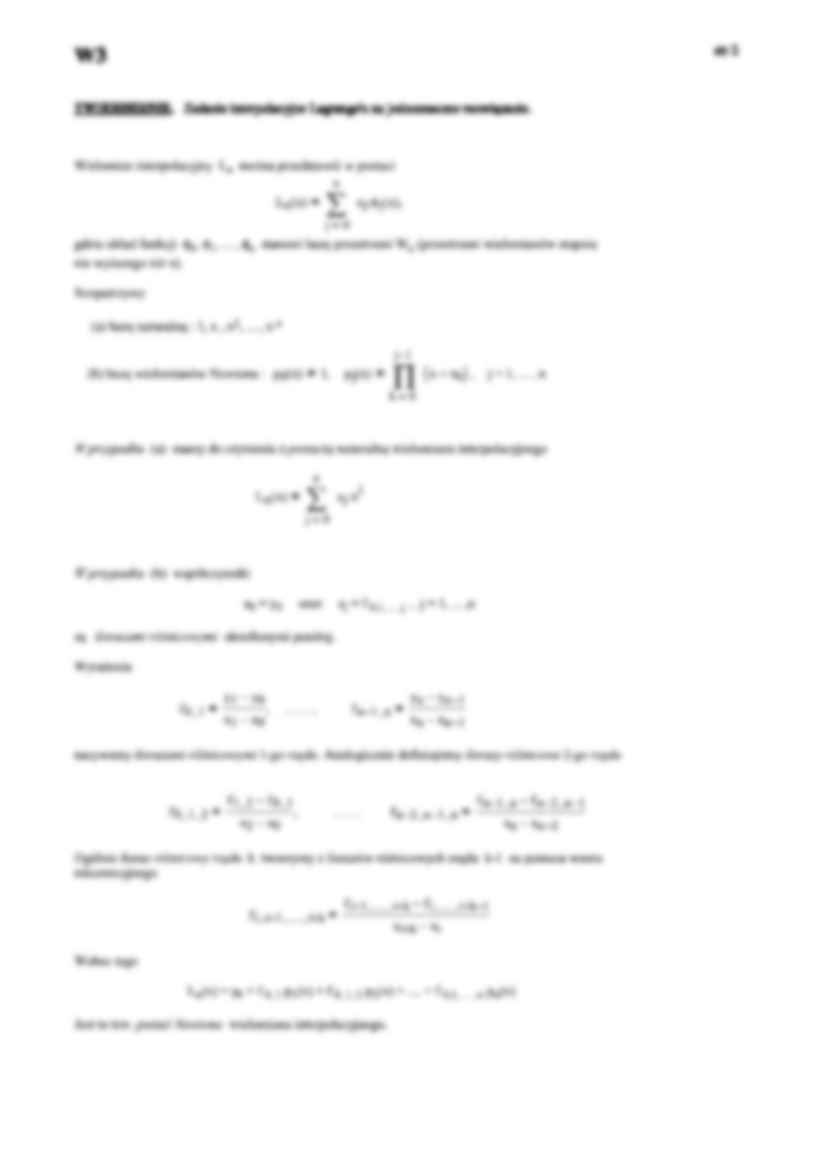 Interpolacja Langrange'a - sformułowanie zadania interpolacyjnego - strona 2