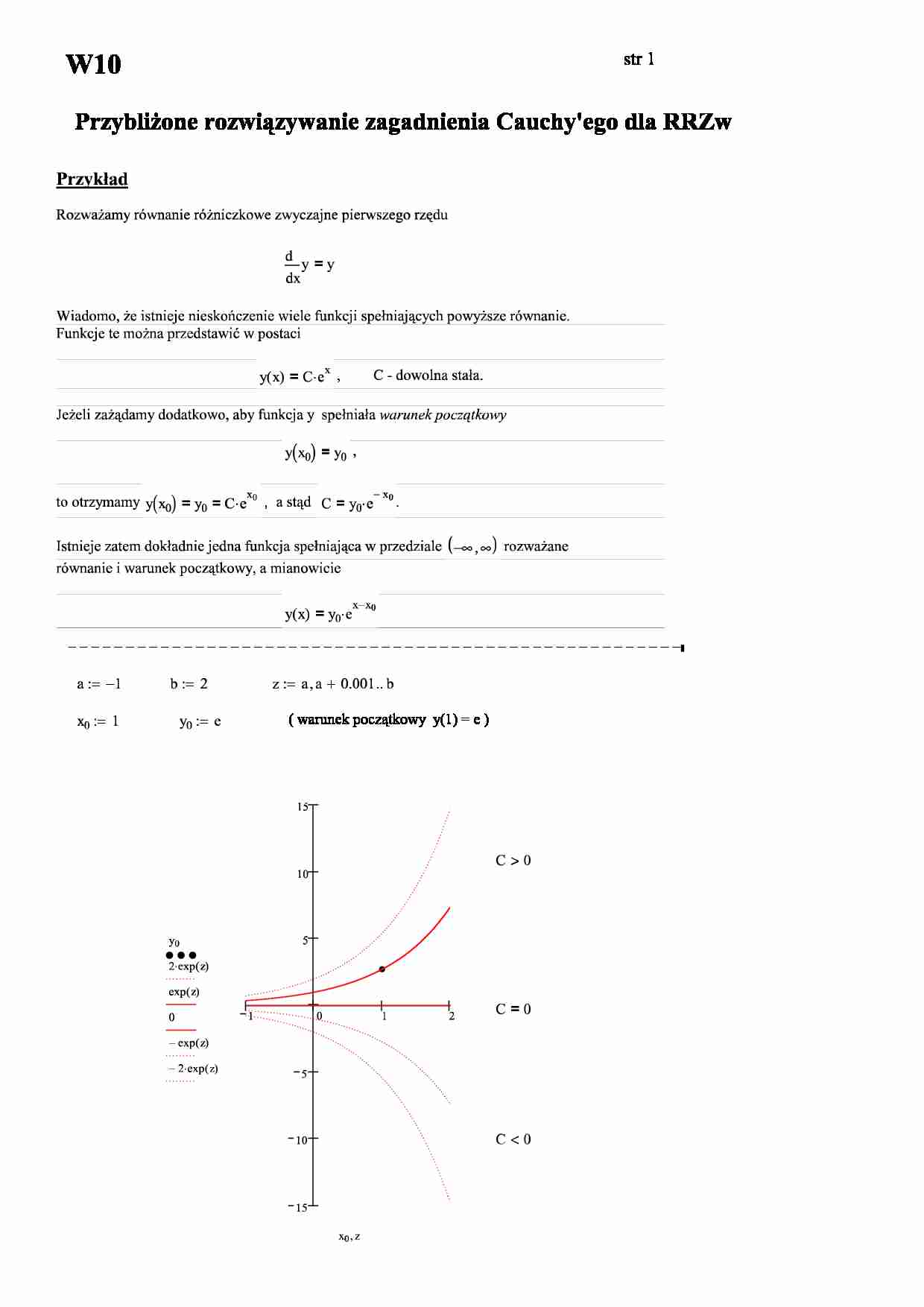 Zagadnienie Cauchy'ego - przybliżone rozwiązywanie - strona 1