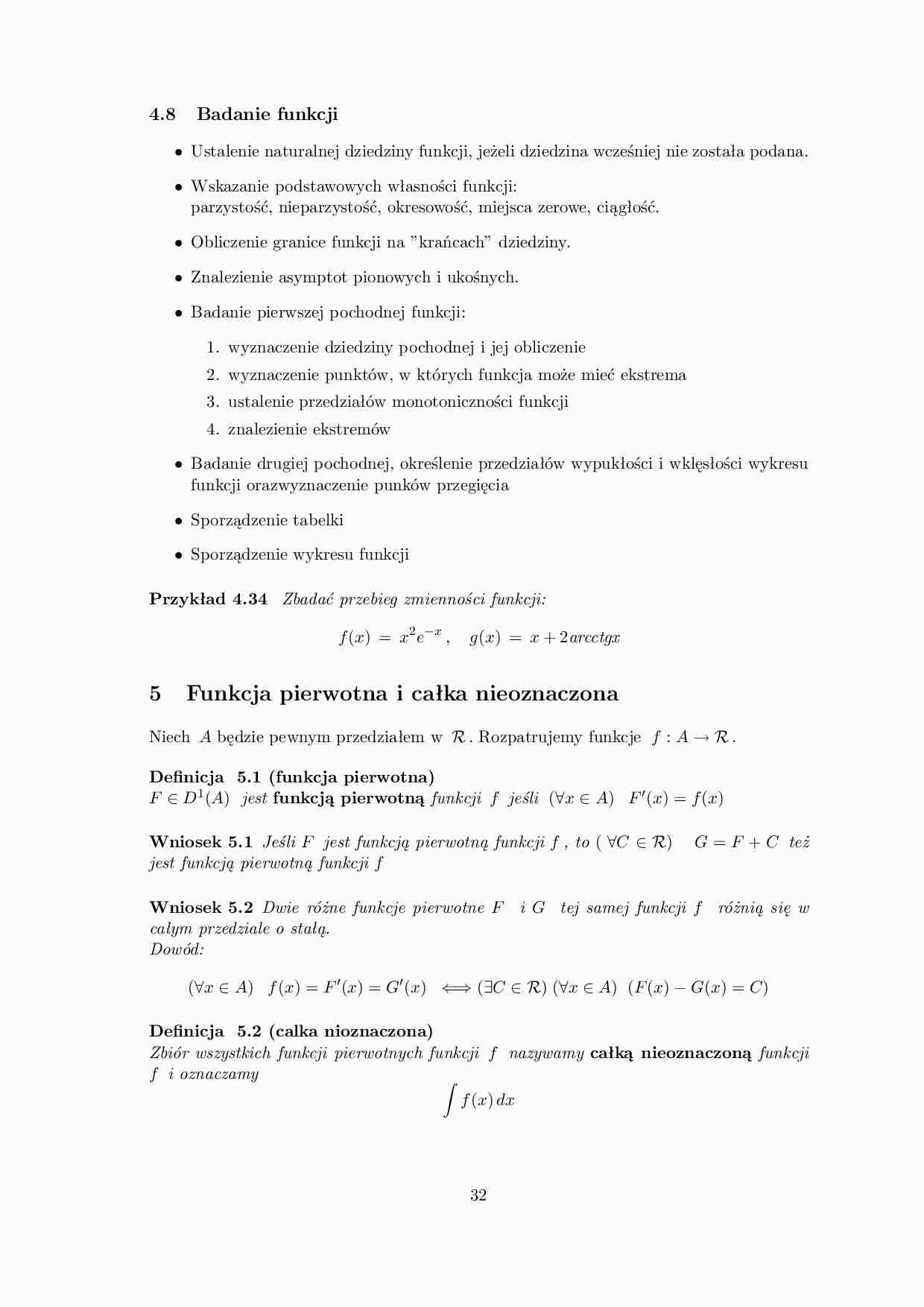 Badanie funkcji - omówienie - Funkcja pierwotna i całka nieoznaczona - strona 1