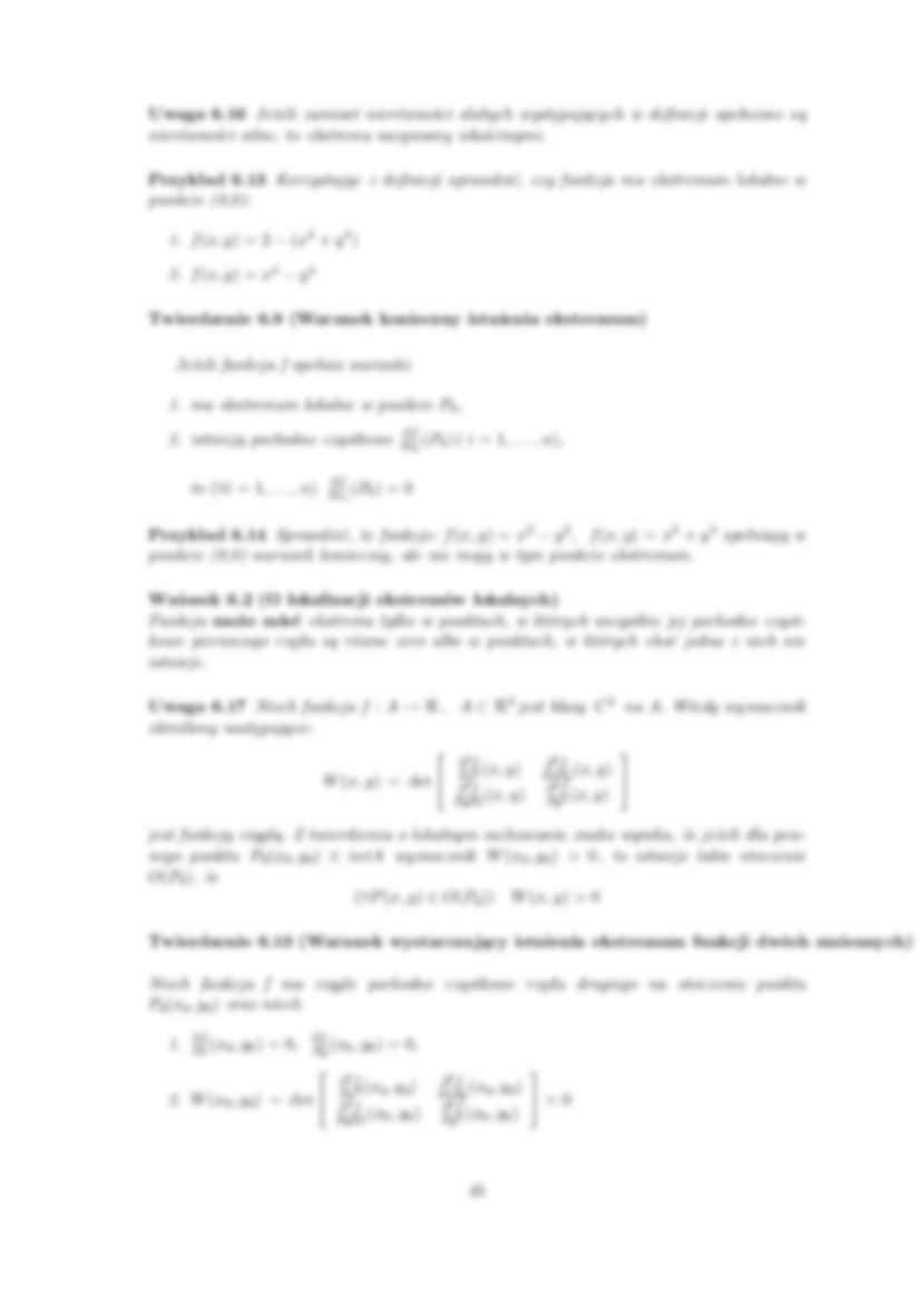 Estrema funkcji wielu zmiennych - omówienie  - strona 2