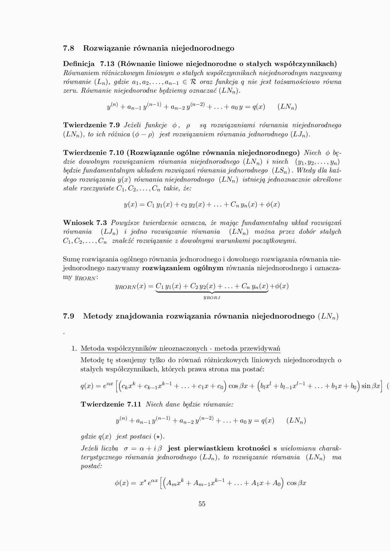 Rozwiazanie równania niejednorodnego - omówienie  - strona 1