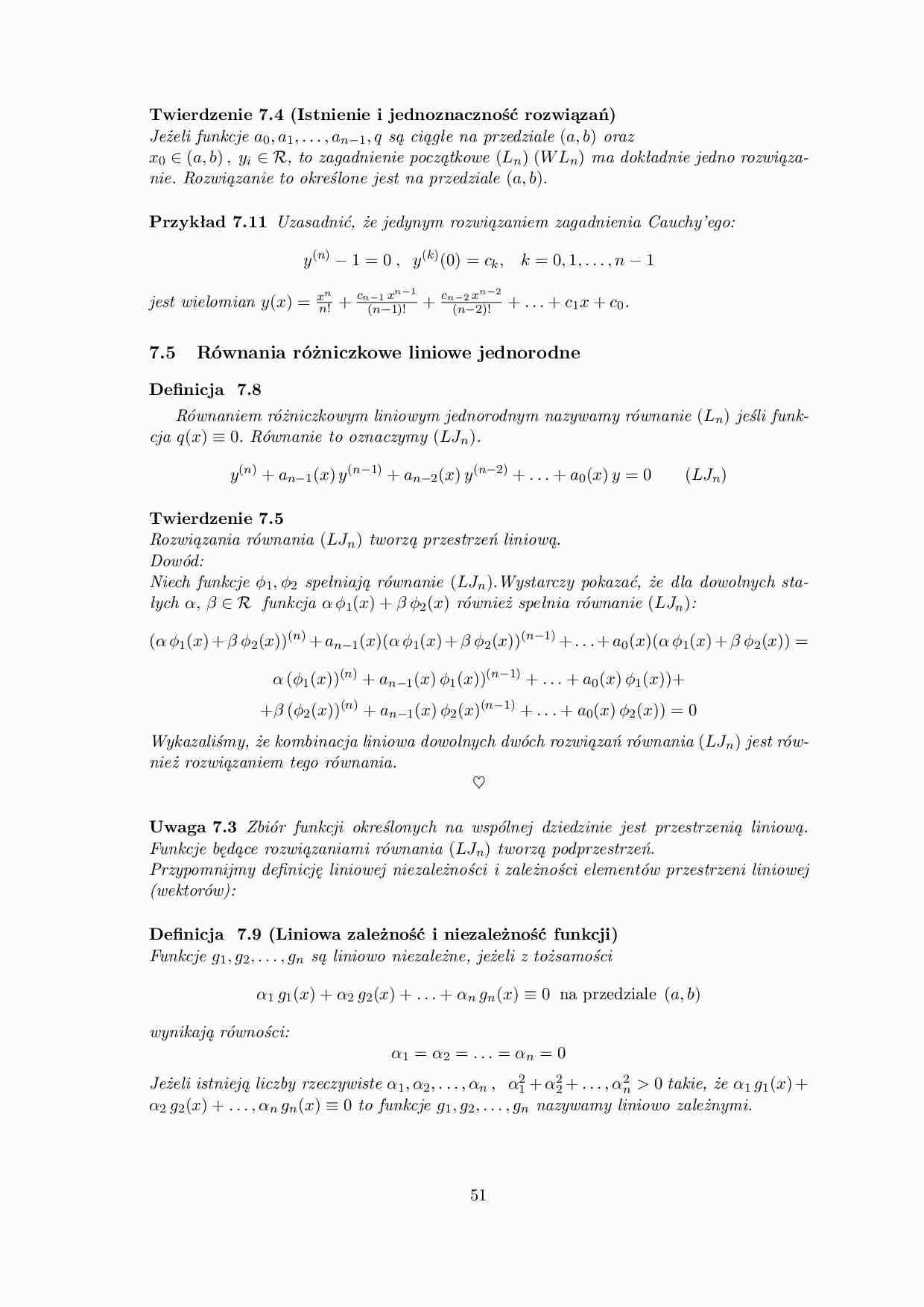 Równania różniczkowe liniowe jednorodne - omówienie  - strona 1