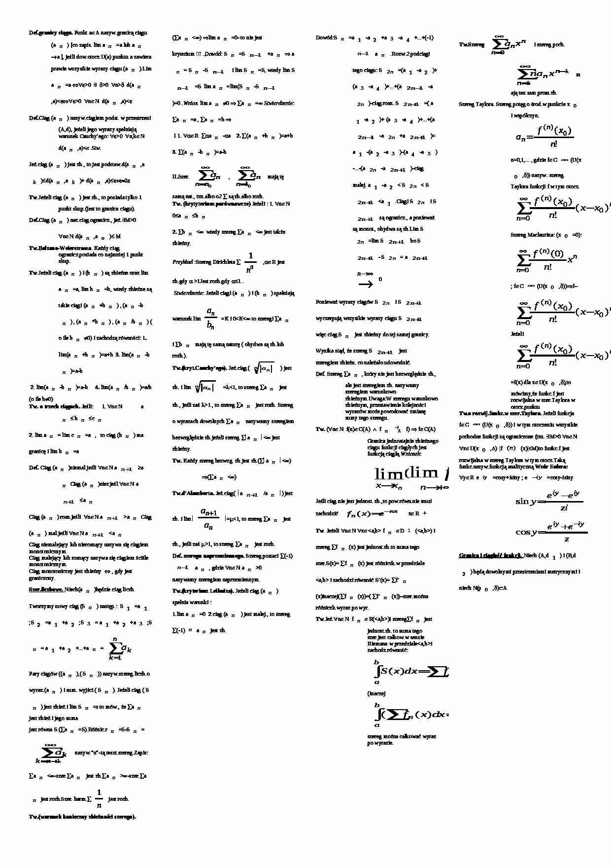 Analiza matematyczna - pomoc naukowa - strona 1