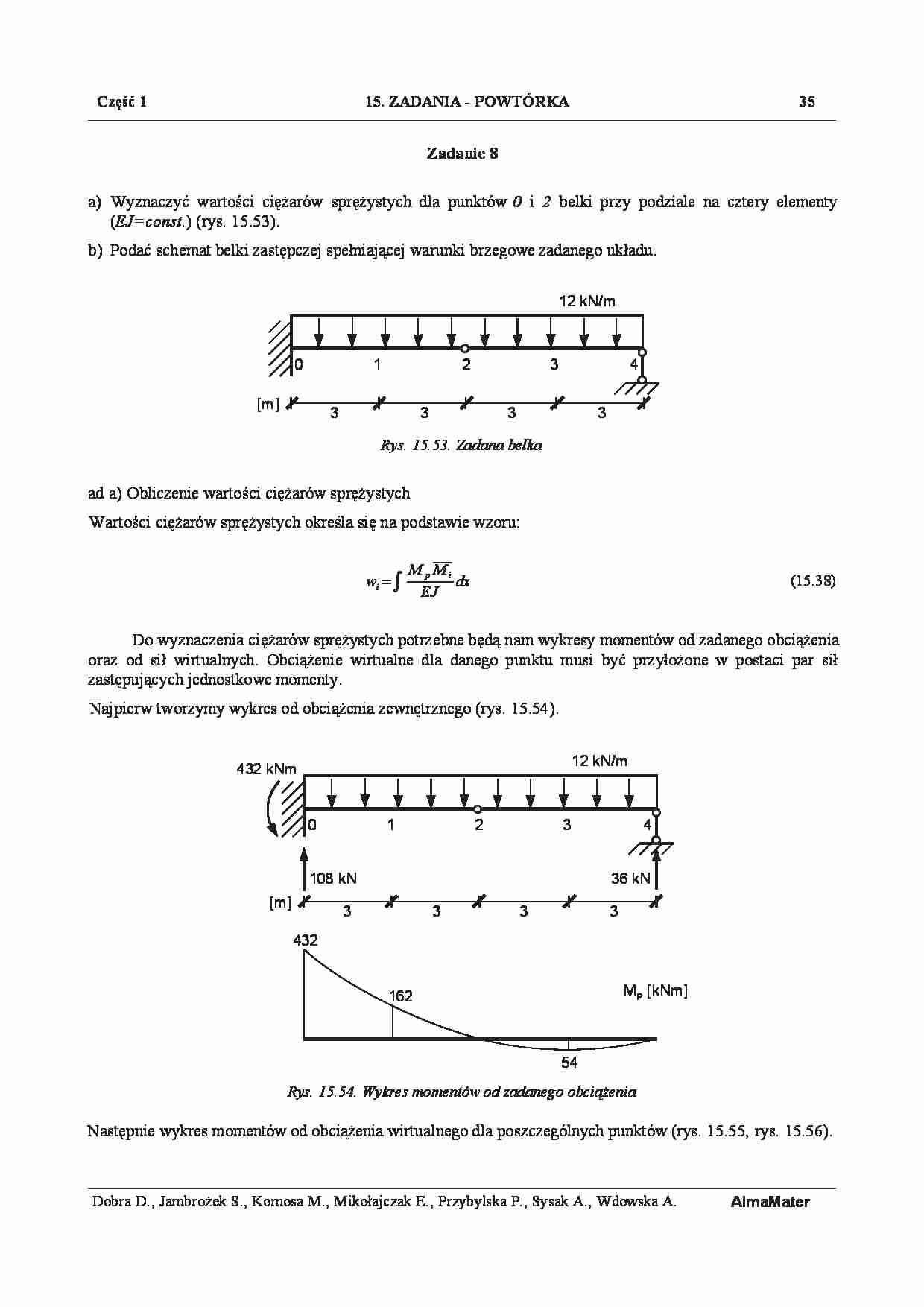 Mechanika konstrukcji 1 - Zadania Powtórka - Przykład 8 - strona 1