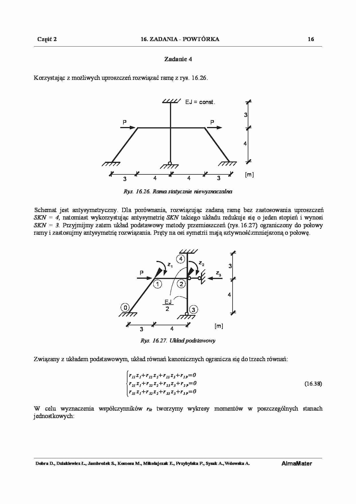 Mechanika konstrukcji 2 - zadania 6 - strona 1