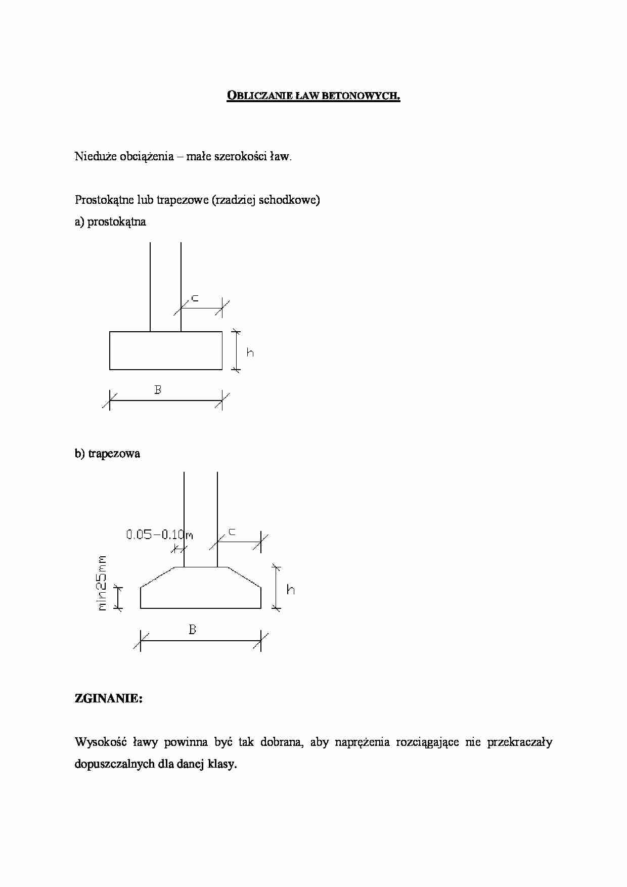 Obliczanie ław betonowych - omówienie  - strona 1