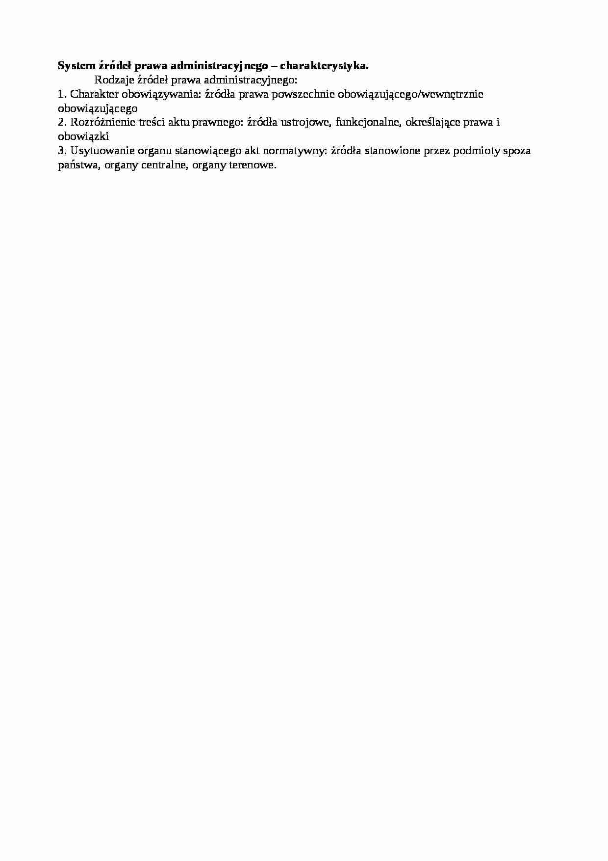 System źródeł prawa administracyjnego - charakterystyka - wykład - strona 1