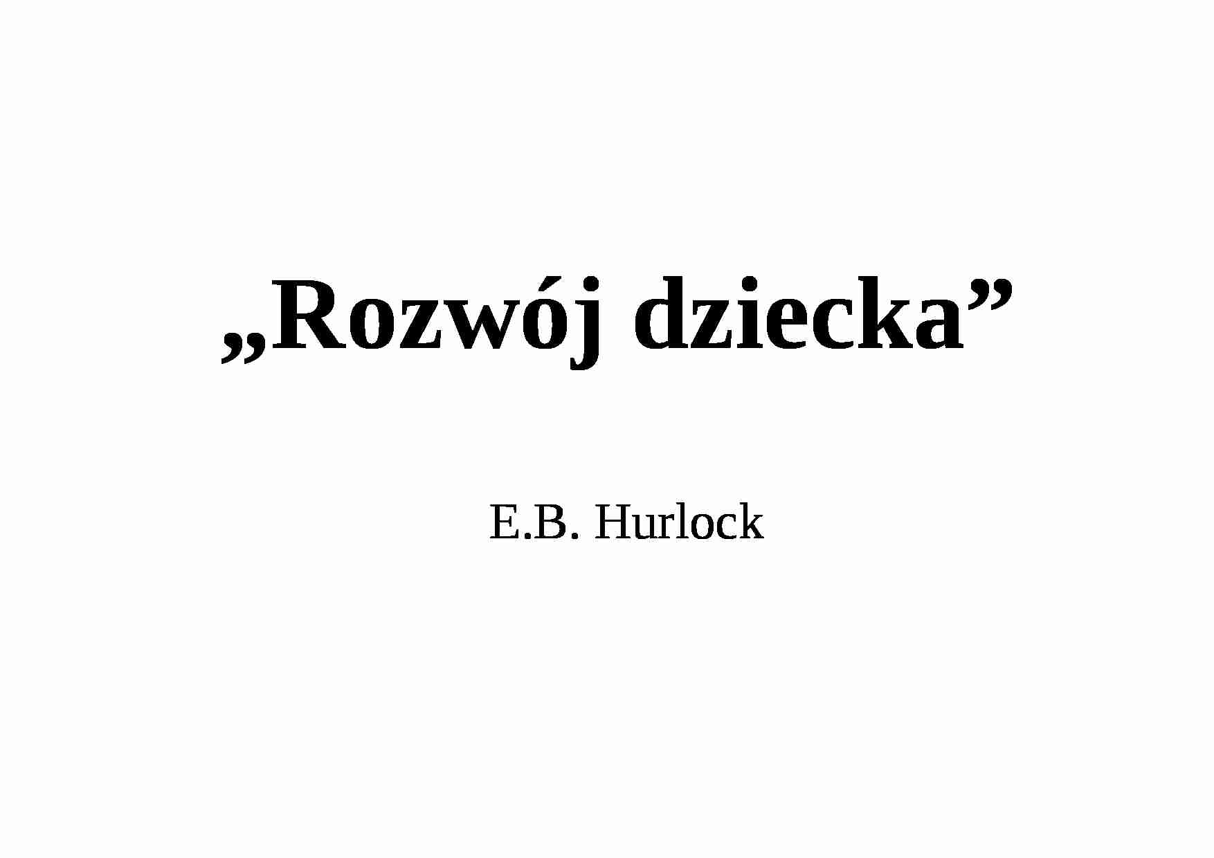 Psychologia rozwojowa- Hurlock - strona 1