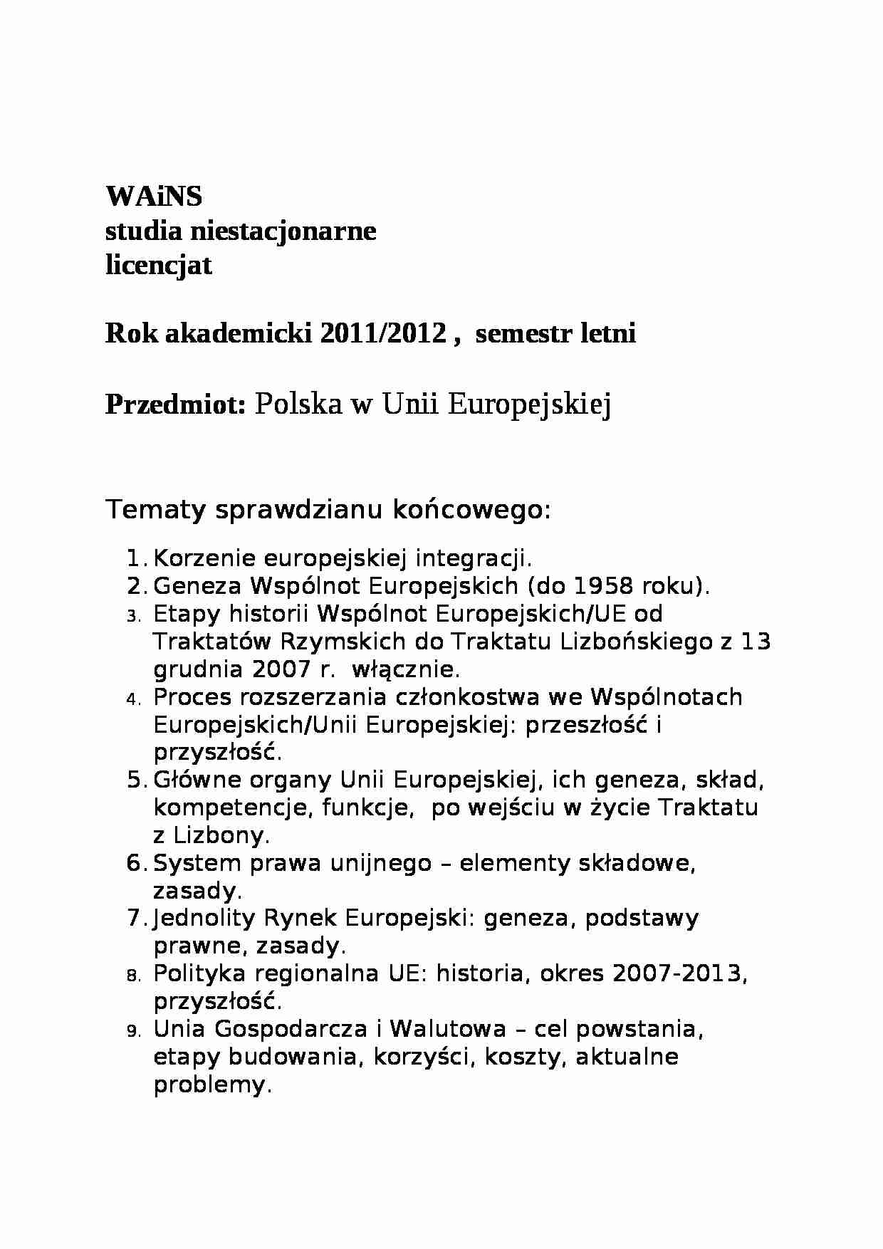 Sylabus - Polska w UE - strona 1