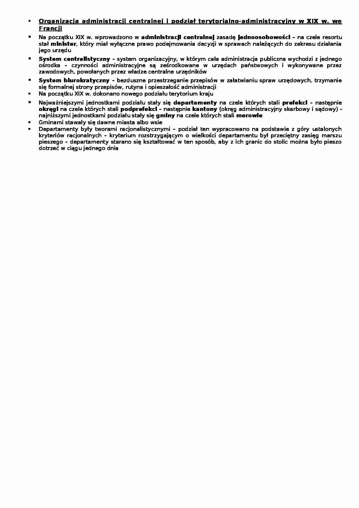 Organizacja administracji centralnej i podział terytorialno-administracyjny - wykład - strona 1