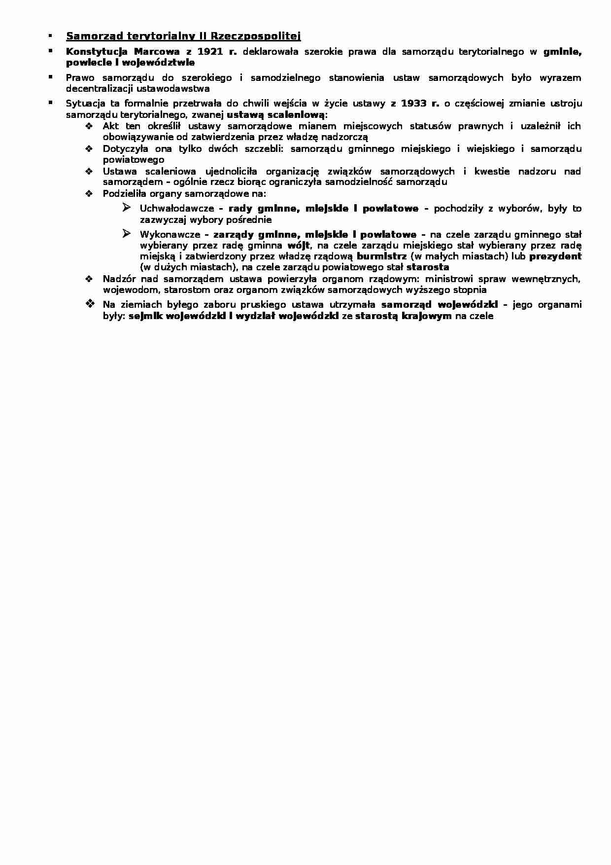Samorząd terytorialny II Rzeczpospolitej - wykład - strona 1