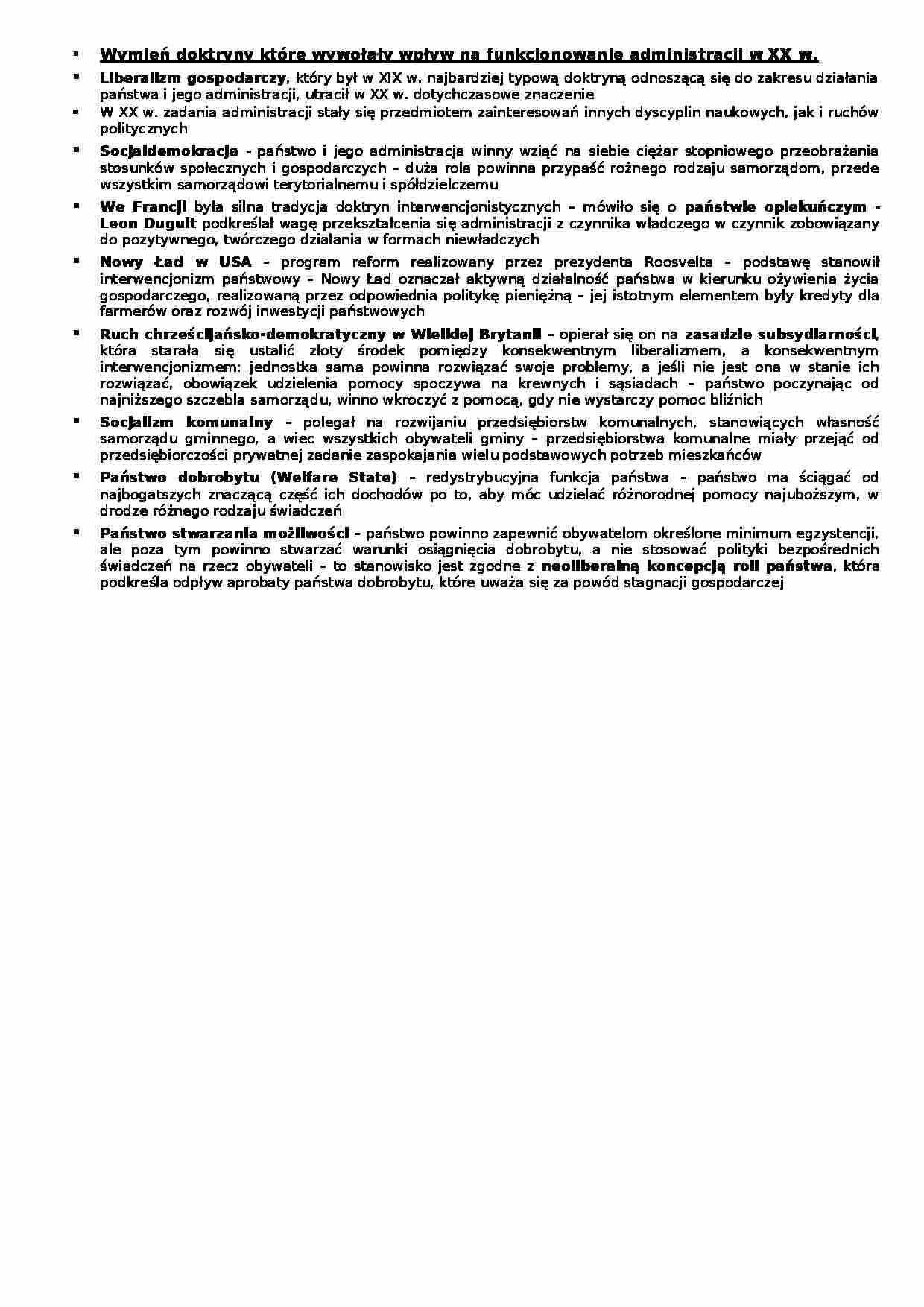 Doktryny - funkcjonowanie administracji - wykład - strona 1